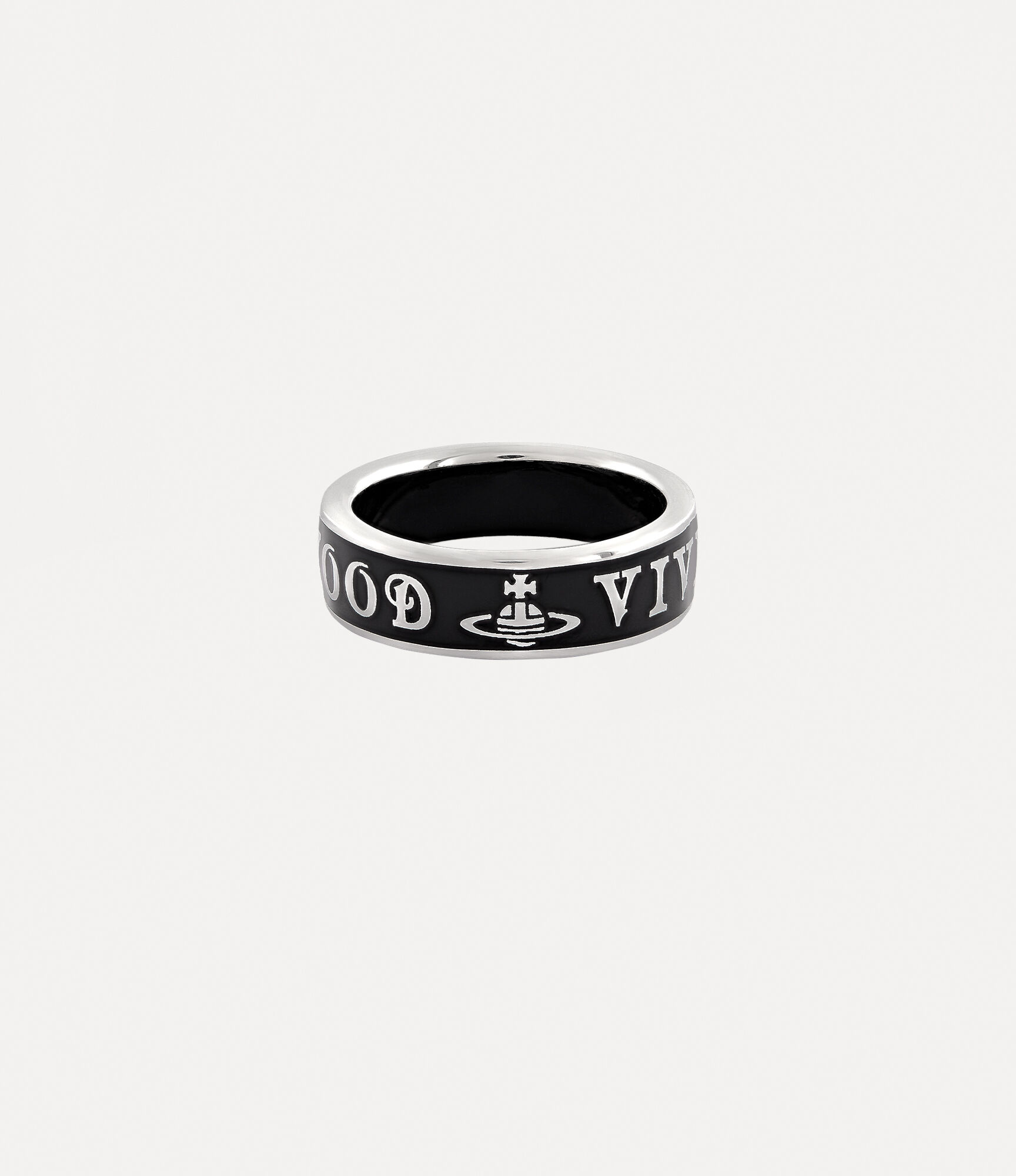 Andreas Kronthaler For Vivienne Westwood Conduit Street Ring PLATINUM / BLACK Enamel