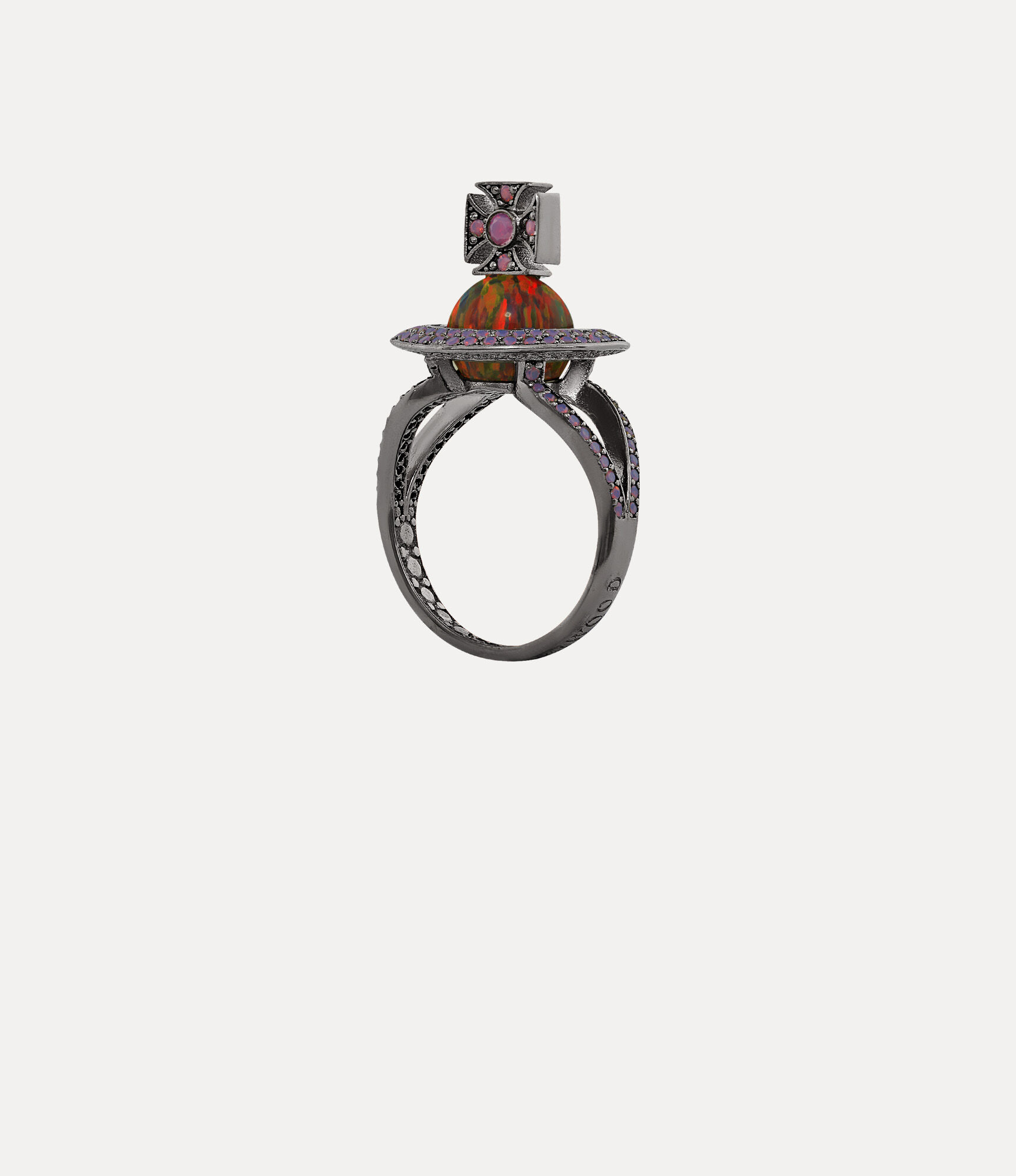 Andreas Kronthaler For Vivienne Westwood Eabha Ring RUTHENIUM/BLACK CHERRY Synthetic Opal