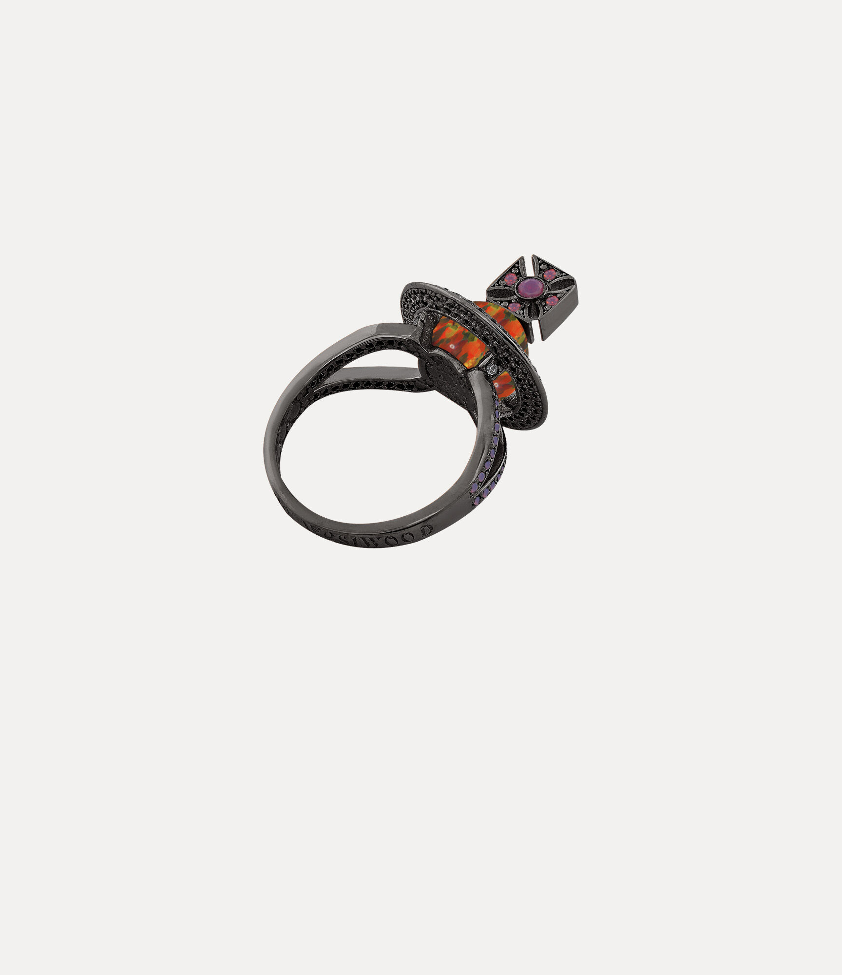 Andreas Kronthaler For Vivienne Westwood Eabha Ring RUTHENIUM/BLACK CHERRY Synthetic Opal