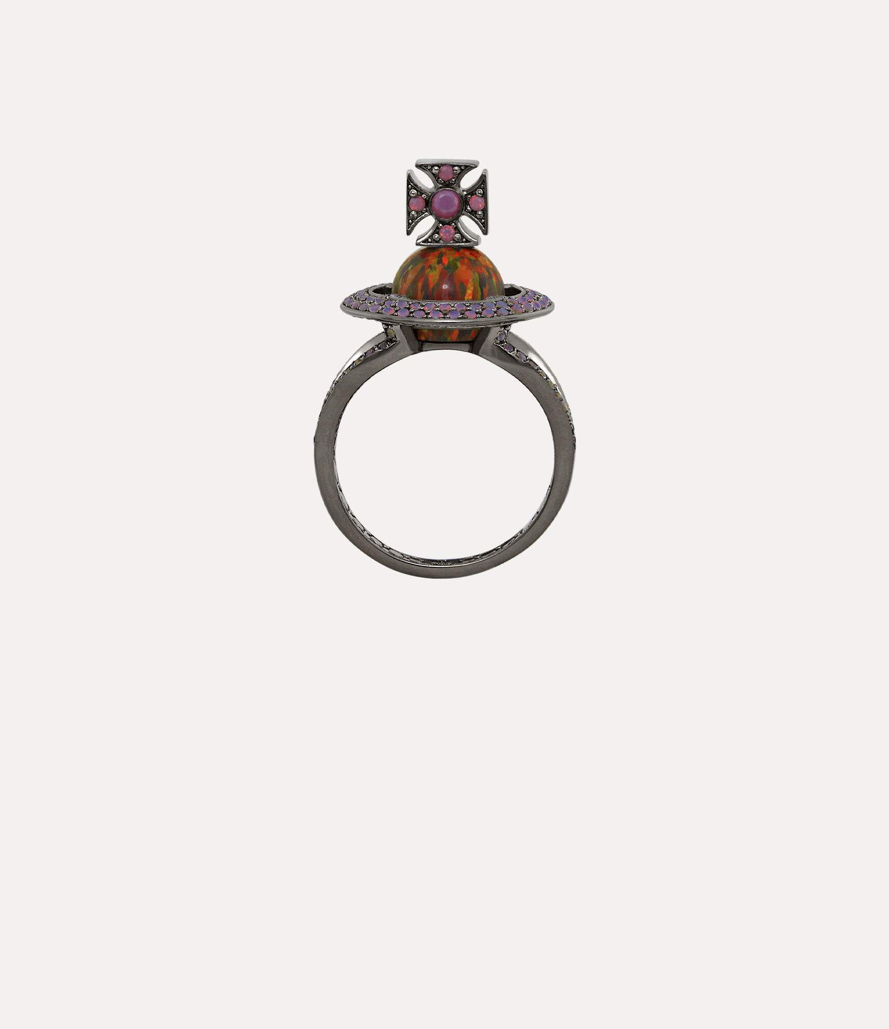 andreas kronthaler for vivienne westwood Eabha Ring RUTHENIUM/BLACK CHERRY Synthetic Opal