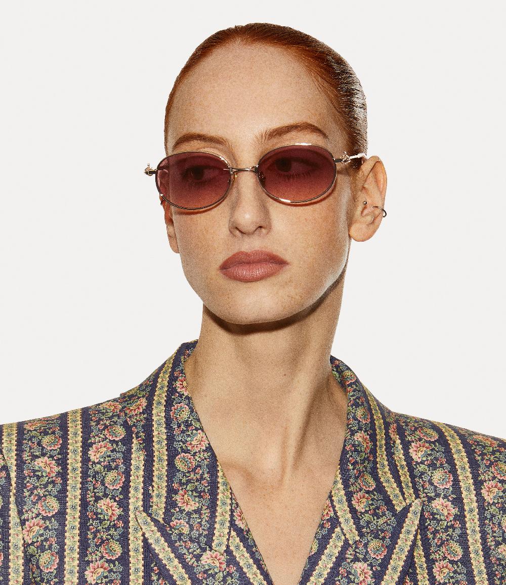Andreas Kronthaler For Vivienne Westwood Hardware Orb Oval Sunglasses GOLD