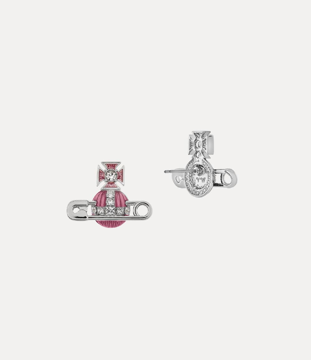 Andreas Kronthaler For Vivienne Westwood Kitty Earrings PLATINUM / WHITE Crystal / LIGHT ROSE Enamel