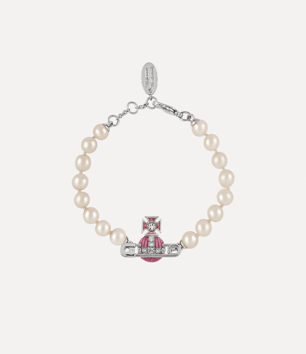 andreas kronthaler for vivienne westwood Kitty Pearl Bracelet PLATINUM / WHITE Crystal / LIGHT ROSE Enamel andreas kronthaler for vivienne westwood Kitty Pearl Bracelet PLATINUM / WHITE Crystal / LIGHT ROSE Enamel