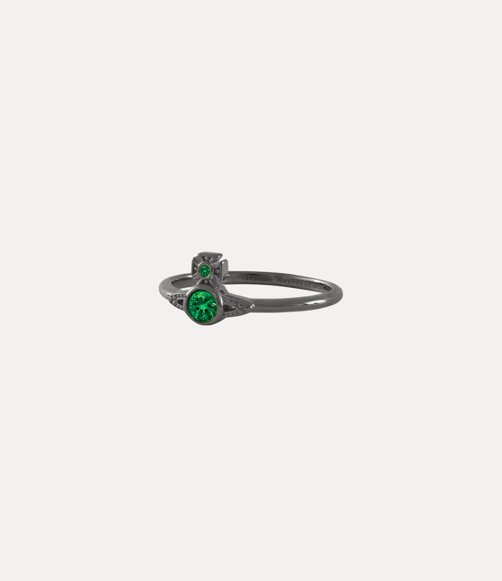 Andreas Kronthaler For Vivienne Westwood London Orb Ring RUTHENIUM / EMERALD CZ