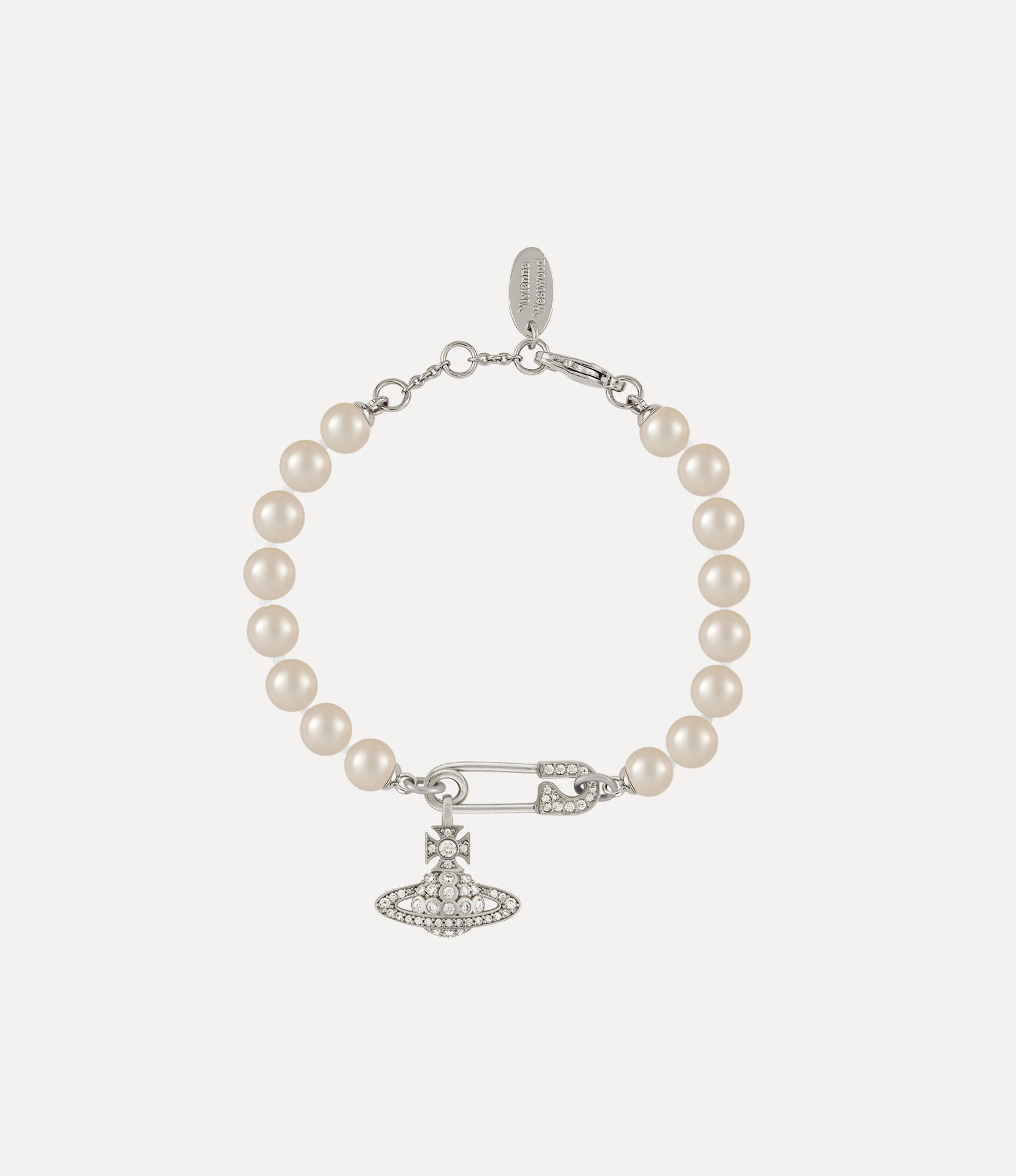 andreas kronthaler for vivienne westwood Lucrece Pearl Bracelet PLATINUM / LIGHT CREAMROSE Pearl / WHITE CZ