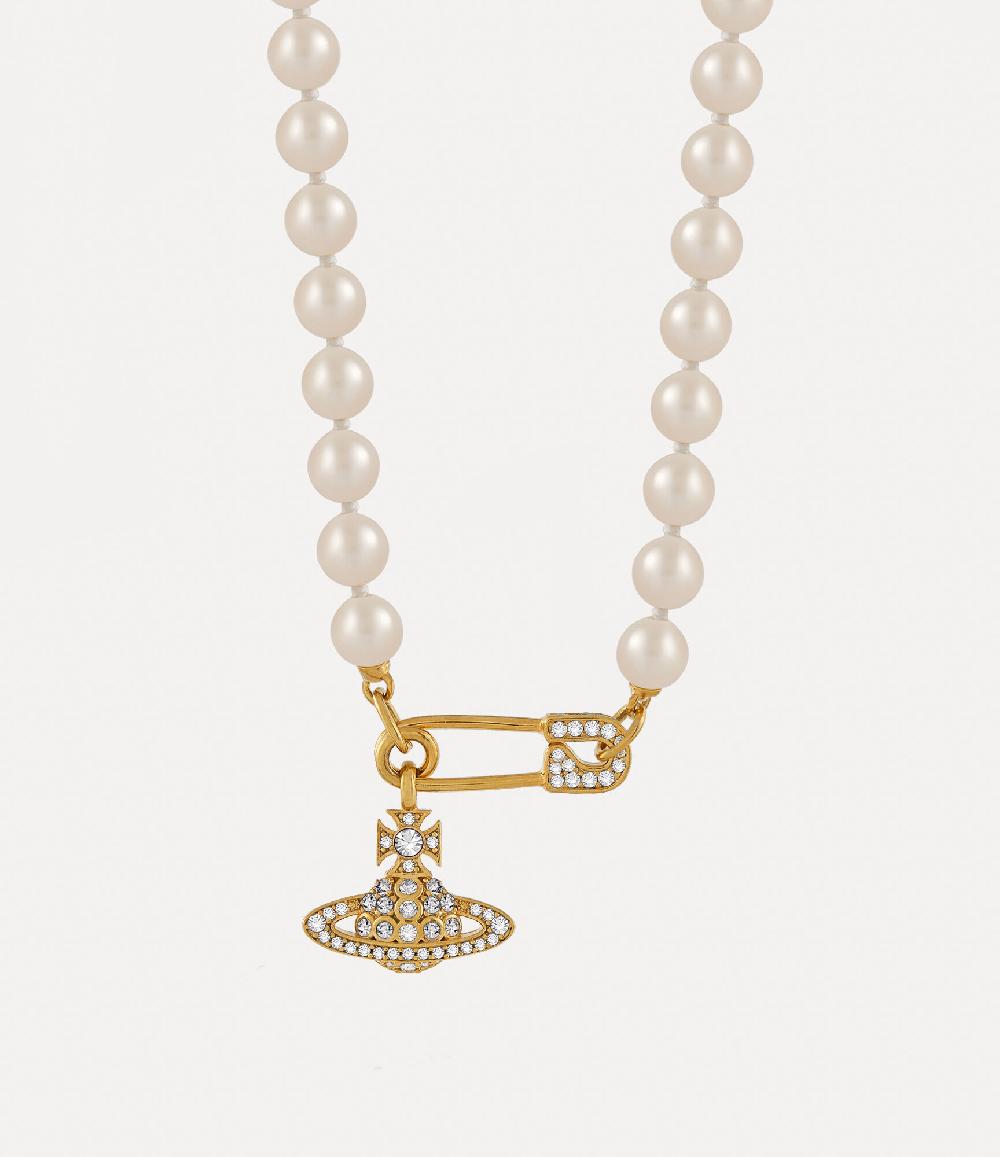 Andreas Kronthaler For Vivienne Westwood Lucrece Pearl Necklace GOLD Light Creamrose White CZ