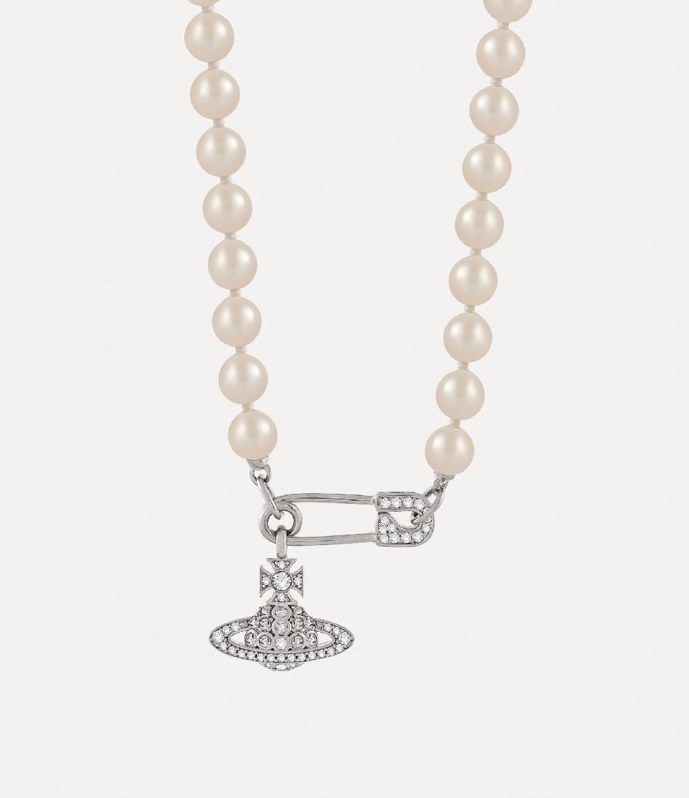 Andreas Kronthaler For Vivienne Westwood Lucrece Pearl Necklace PLATINUM / LIGHT CREAMROSE Pearl / WHITE CZ