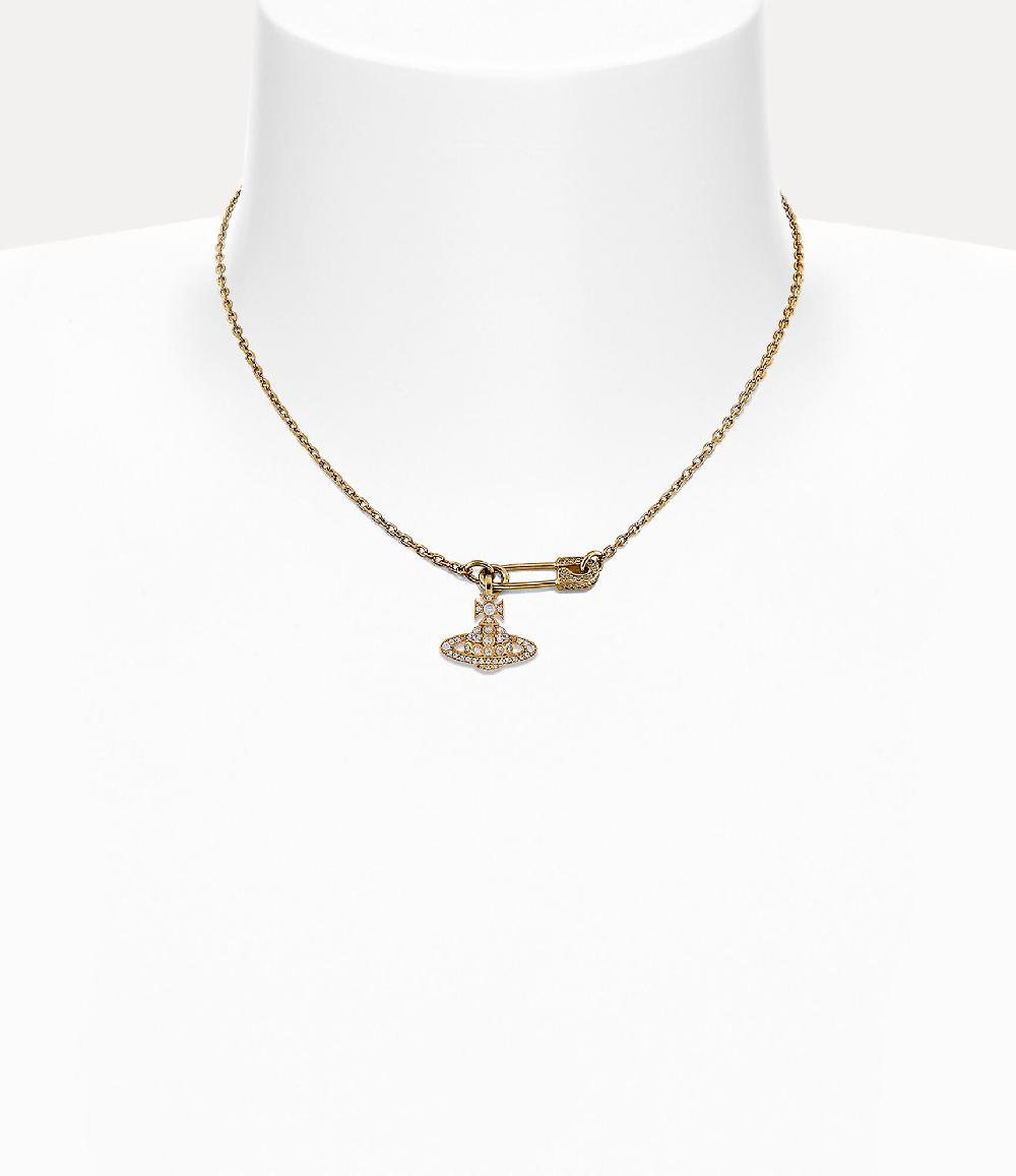 Andreas Kronthaler For Vivienne Westwood Lucrece Pendant Necklace GOLD White CZ