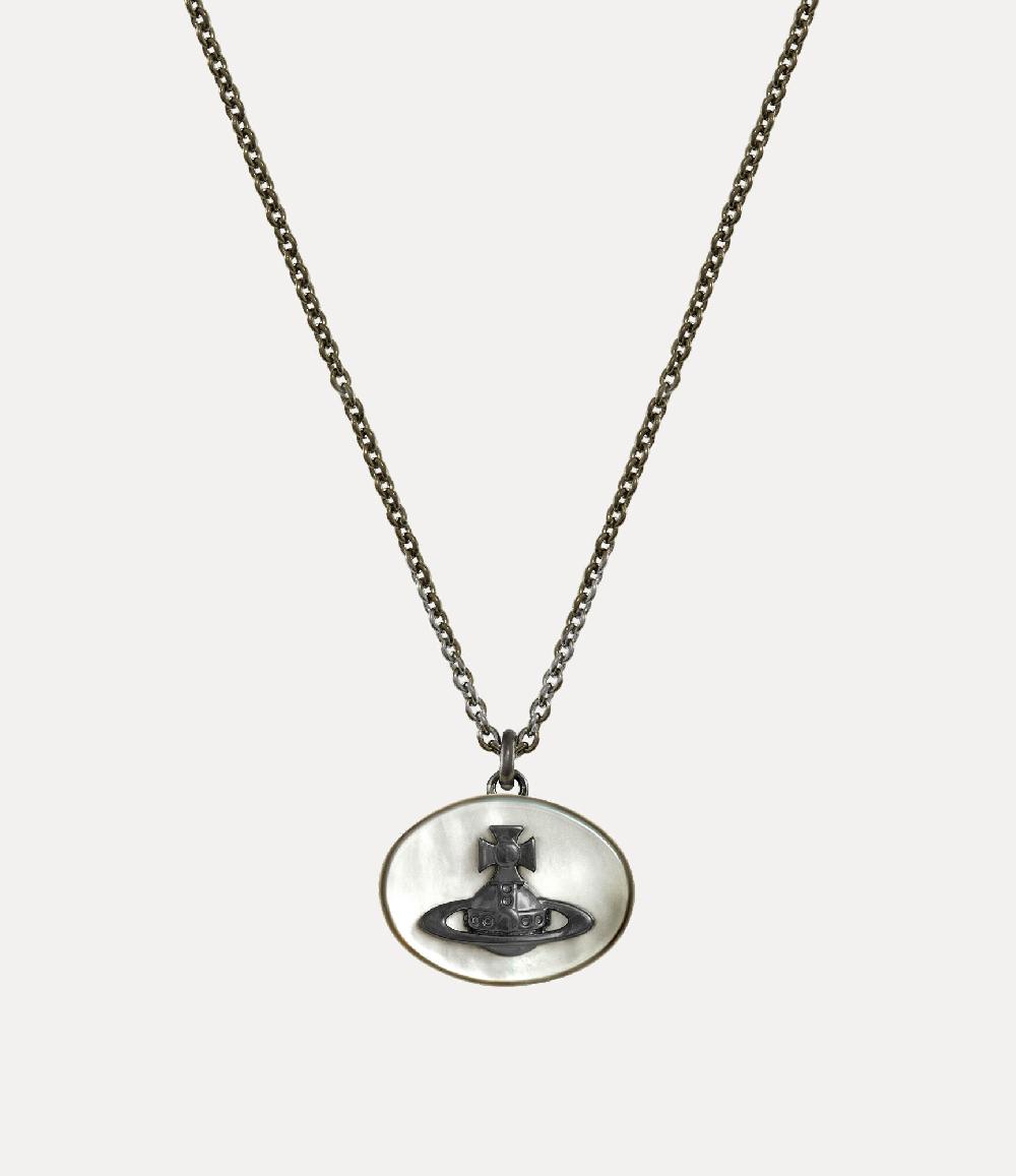 andreas kronthaler for vivienne westwood Man. Eliza Pendant Necklace RUTHENIUM / GREY WHITE MOP