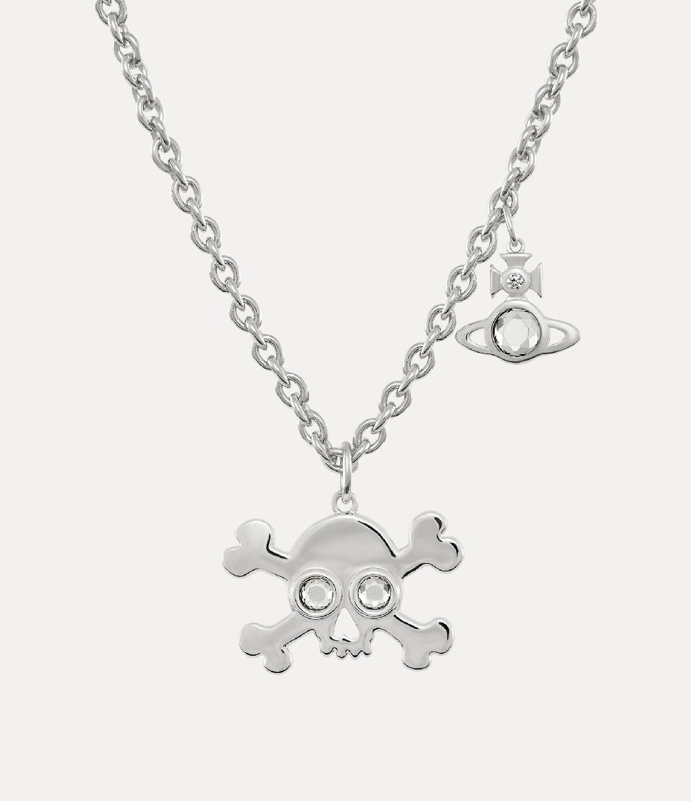 andreas kronthaler for vivienne westwood Man. Franklin Skull Pendant Necklace PLATINUM / WHITE CZ