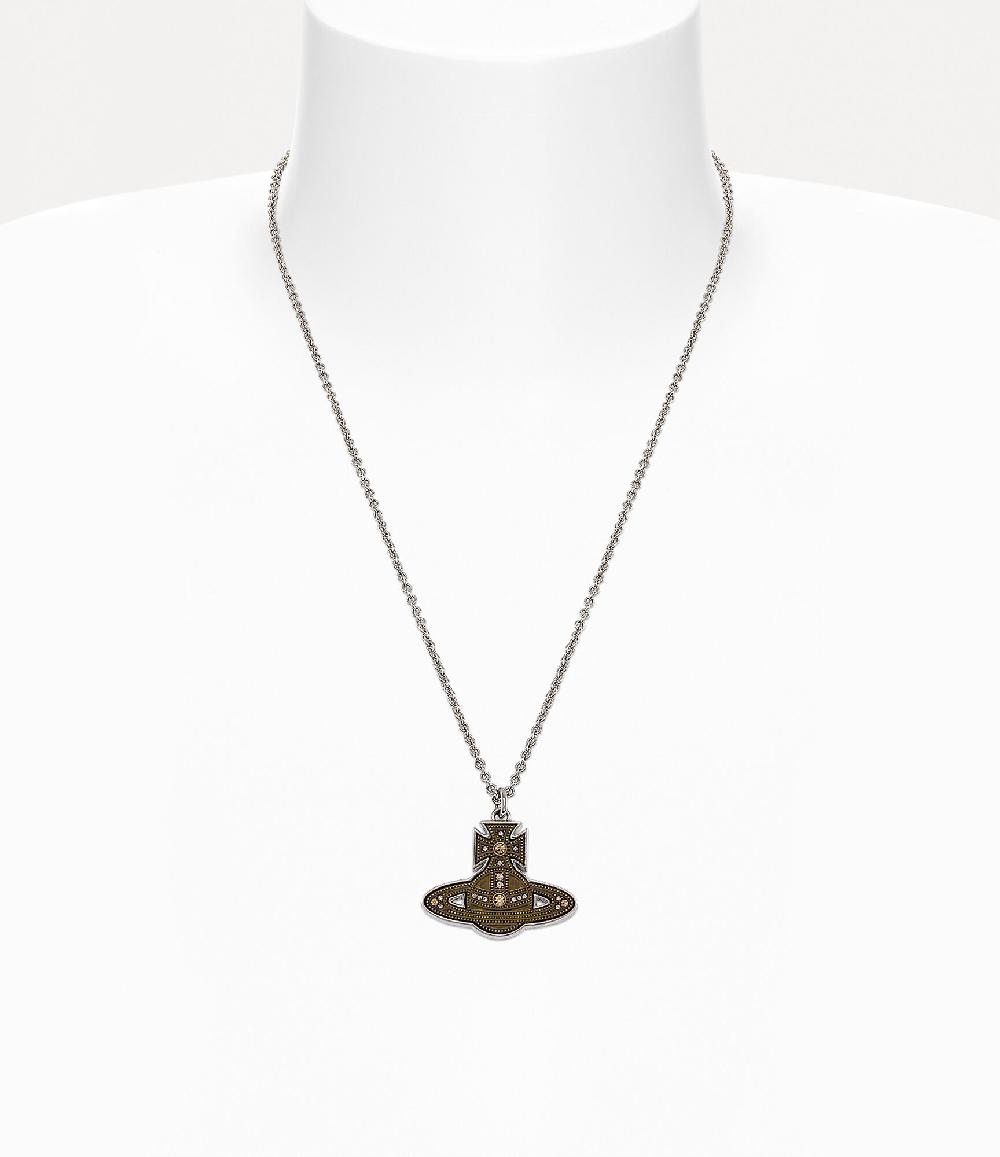 Andreas Kronthaler For Vivienne Westwood Man. Laszlo Orb Pendant Necklace OXI BRASS/PLATINUM/LIGHT COLORADO TOPAZ Crystal
