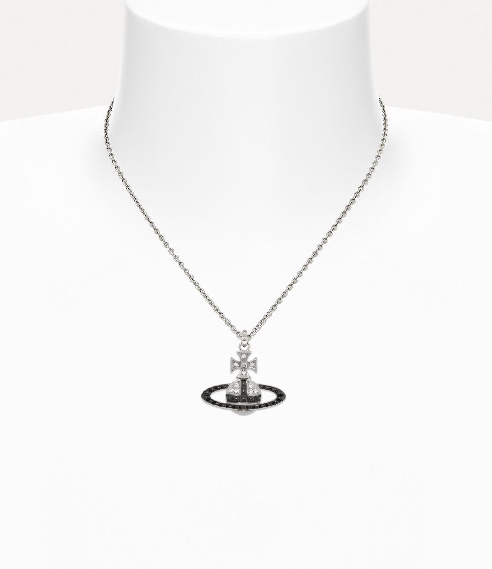 Andreas Kronthaler For Vivienne Westwood Man. Mayfair Bas Relief Pendant Necklace RHODIUM / GUNMETAL / WHITE Crystal