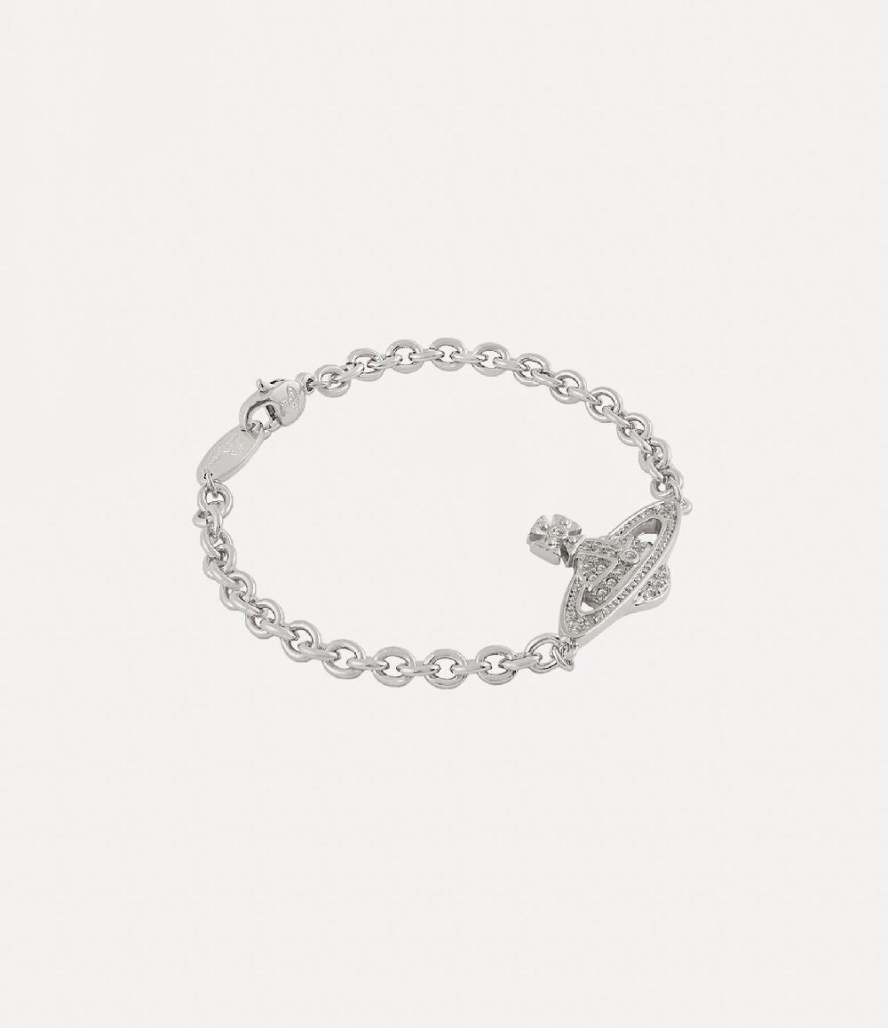Andreas Kronthaler For Vivienne Westwood Man. Mini Bas Relief Chain Bracelet PLATINUM / CRYSTAL Crystal