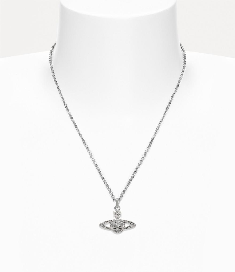 Andreas Kronthaler For Vivienne Westwood Man. Mini Bas Relief Orb Pendant Necklace PLATINUM / CRYSTAL Crystal