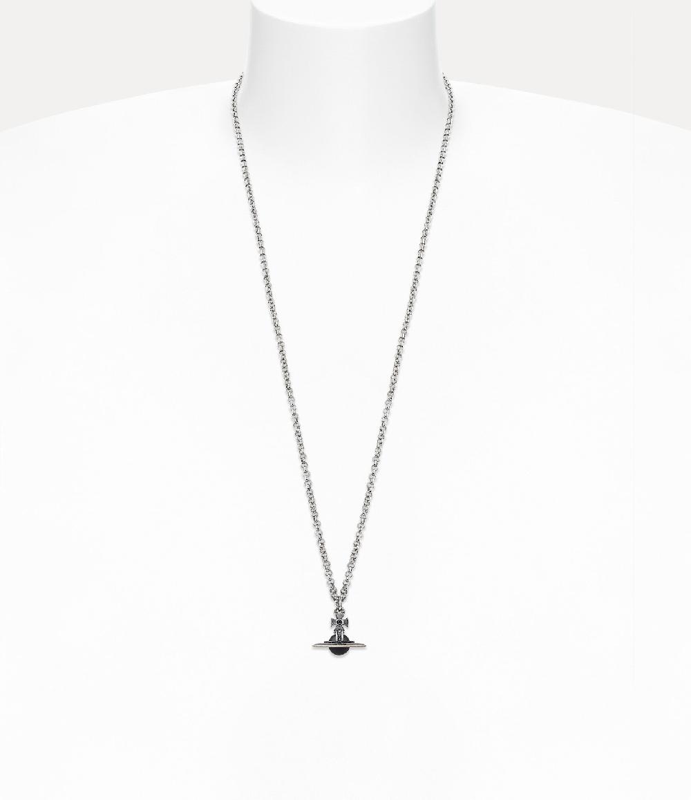 Andreas Kronthaler For Vivienne Westwood Man. New Tiny Orb Pendant Necklace OXI SILVER/PLATINUM/SILVER NIGHT Crystal/LIGHT