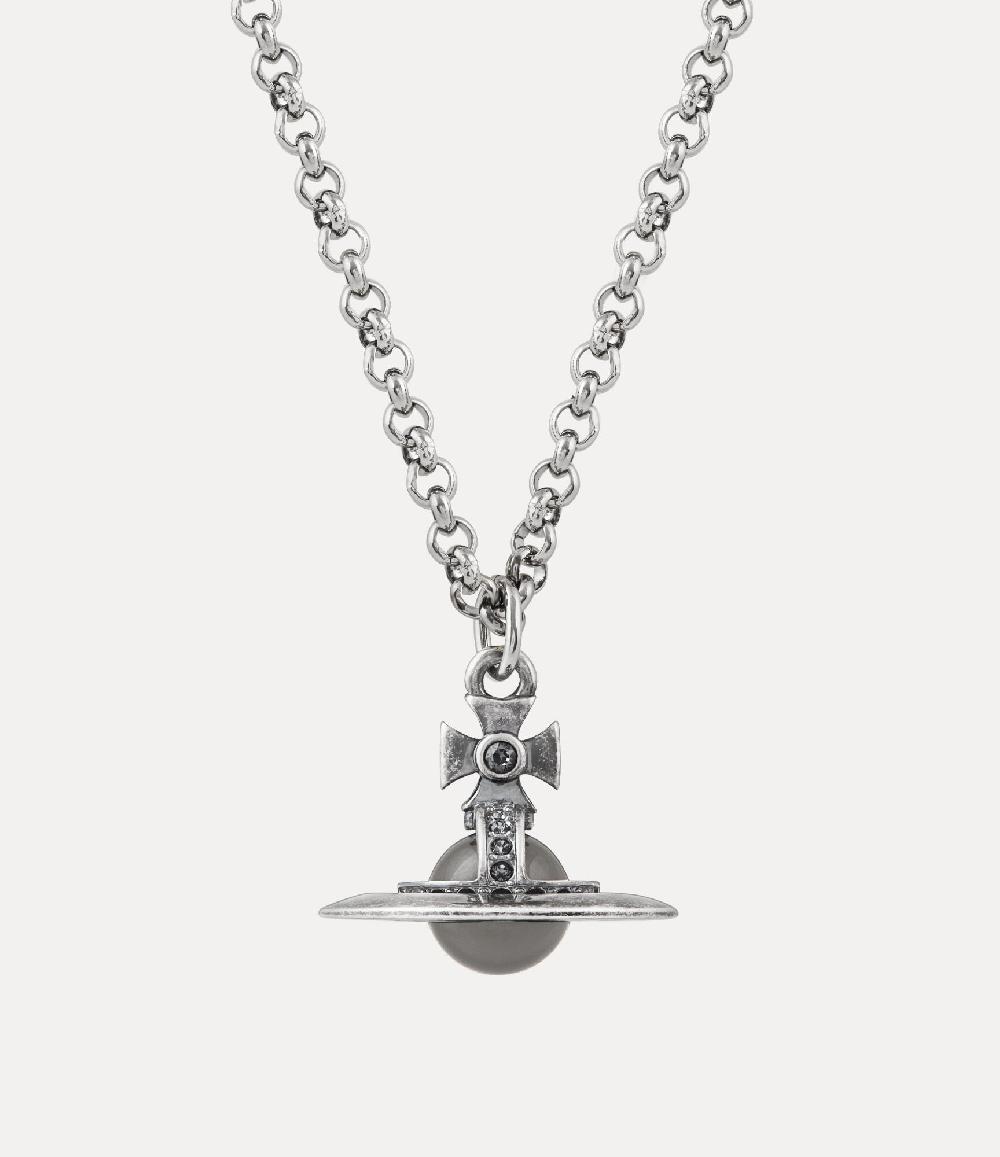 andreas kronthaler for vivienne westwood Man. New Tiny Orb Pendant Necklace OXI SILVER/PLATINUM/SILVER NIGHT Crystal/LIGHT