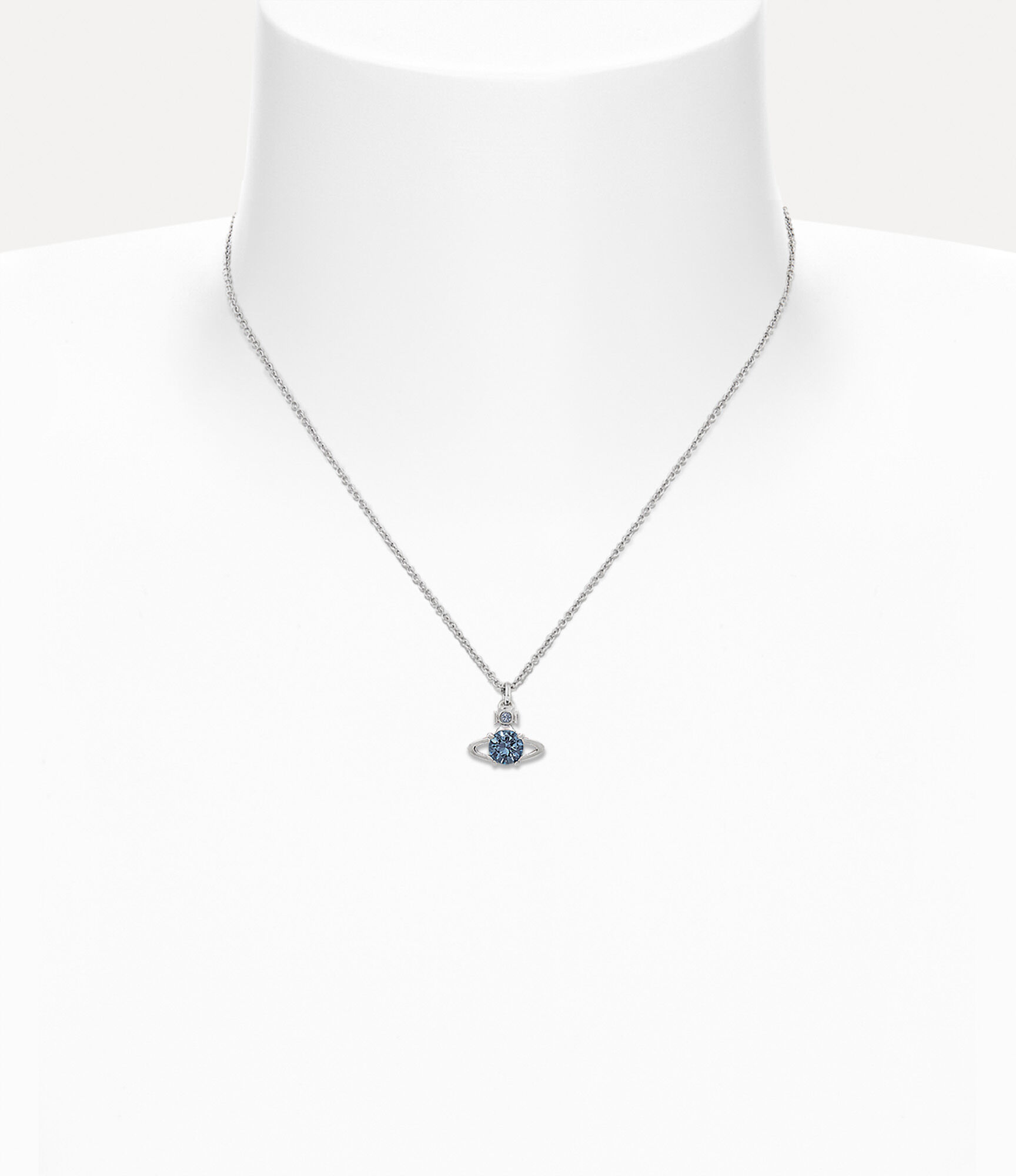 Andreas Kronthaler For Vivienne Westwood Man. Reina Pendant Necklace PLATINUM / DENIM BLUE CZ