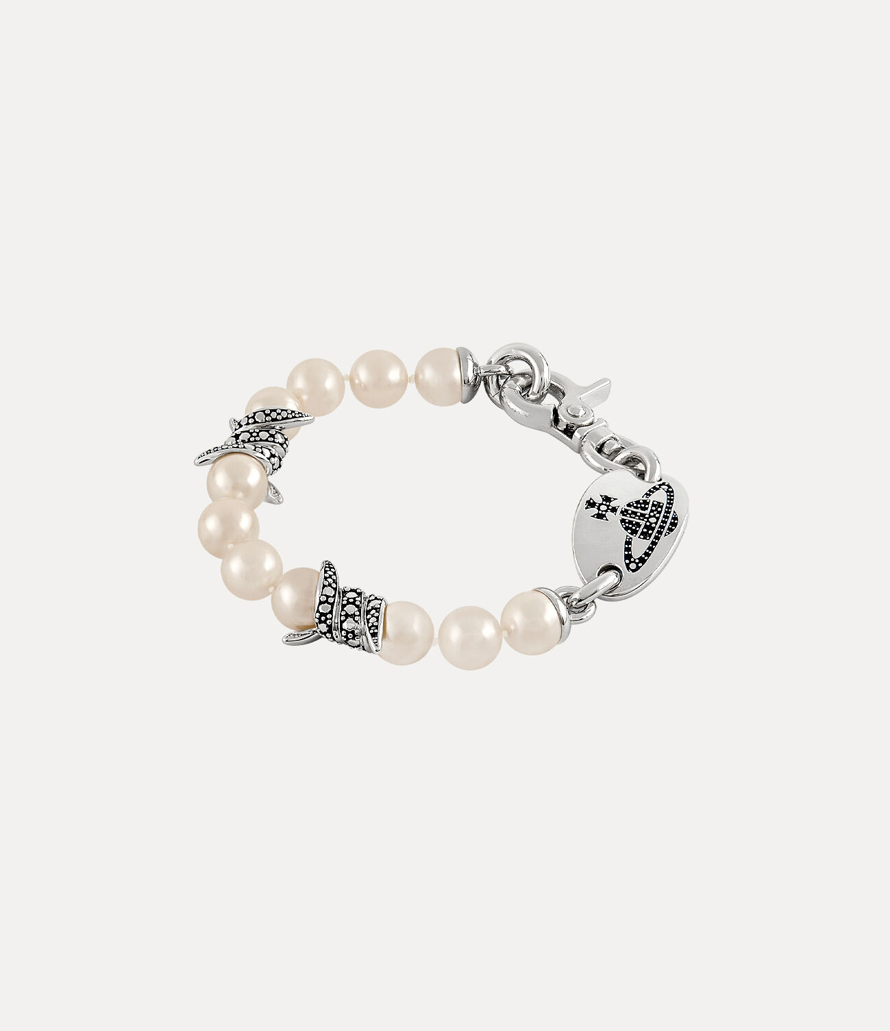 Andreas Kronthaler For Vivienne Westwood Man. Verena Bracelet ANTIQUE PLATINUM / CREAMROSE Pearl