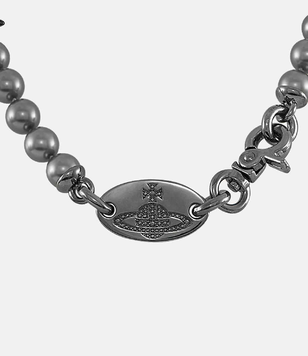 Andreas Kronthaler For Vivienne Westwood Man. Verena Pearl Necklace RUTHENIUM / DARK GREY Pearl