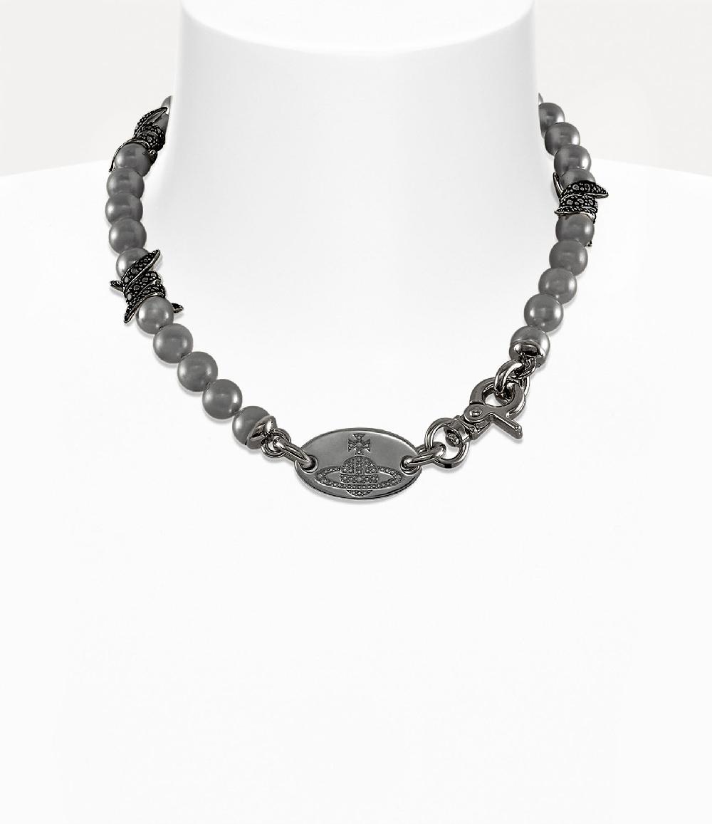 andreas kronthaler for vivienne westwood Man. Verena Pearl Necklace RUTHENIUM / DARK GREY Pearl