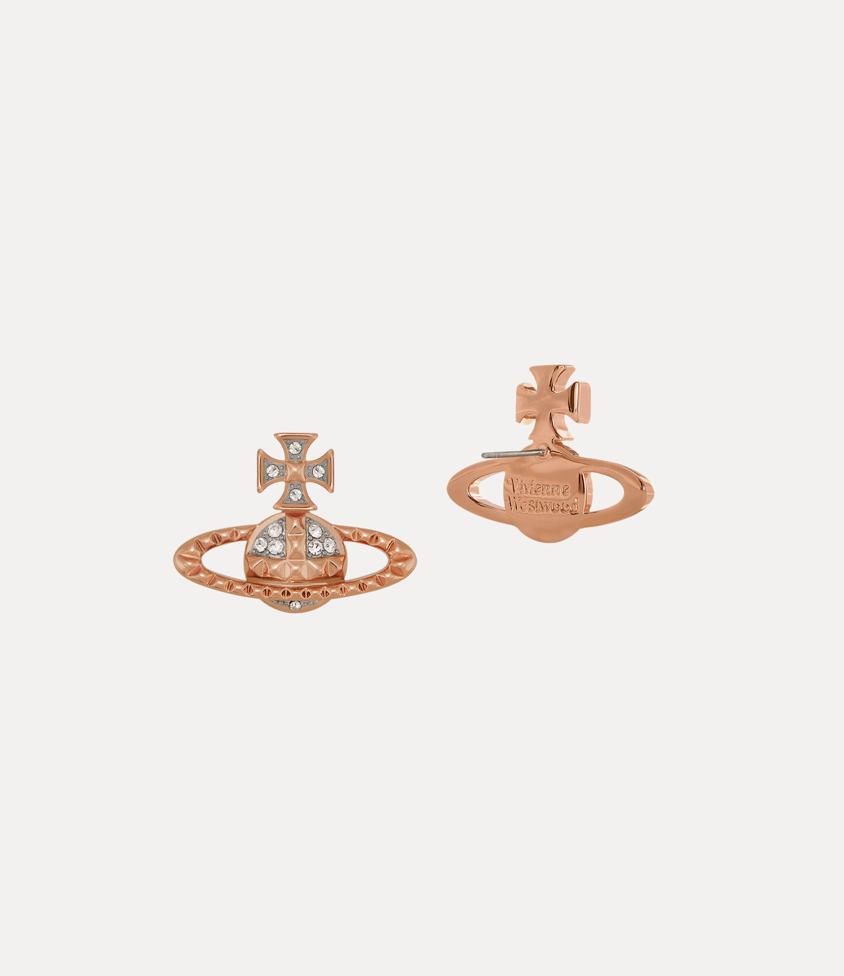 Andreas Kronthaler For Vivienne Westwood Mayfair Bas Relief Earrings PINK GOLD / RHODIUM Crystal