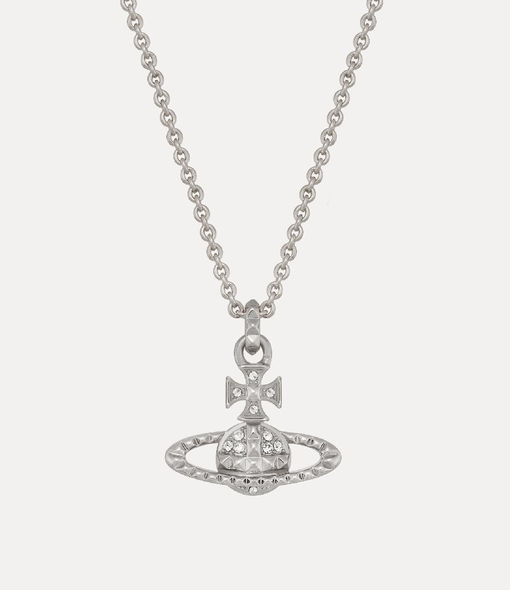 andreas kronthaler for vivienne westwood Mayfair Bas Relief Pendant Necklace Rhodium Crystal