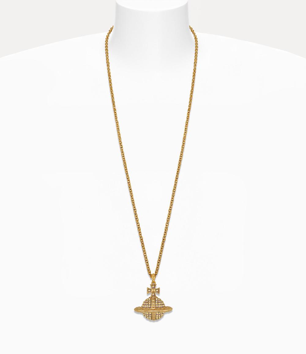 Andreas Kronthaler For Vivienne Westwood Mayfair Large Orb Pendant Necklace Gold Crystal AB
