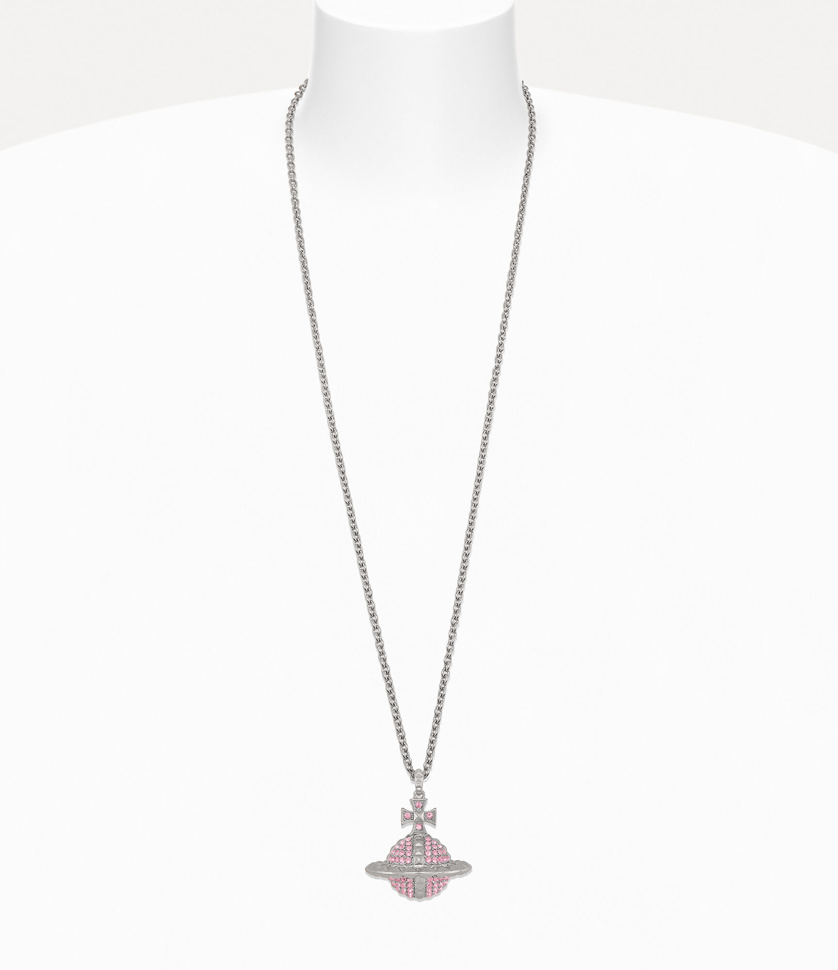Andreas Kronthaler For Vivienne Westwood Mayfair Large Orb Pendant Necklace RHODIUM / LIGHT ROSE Crystal
