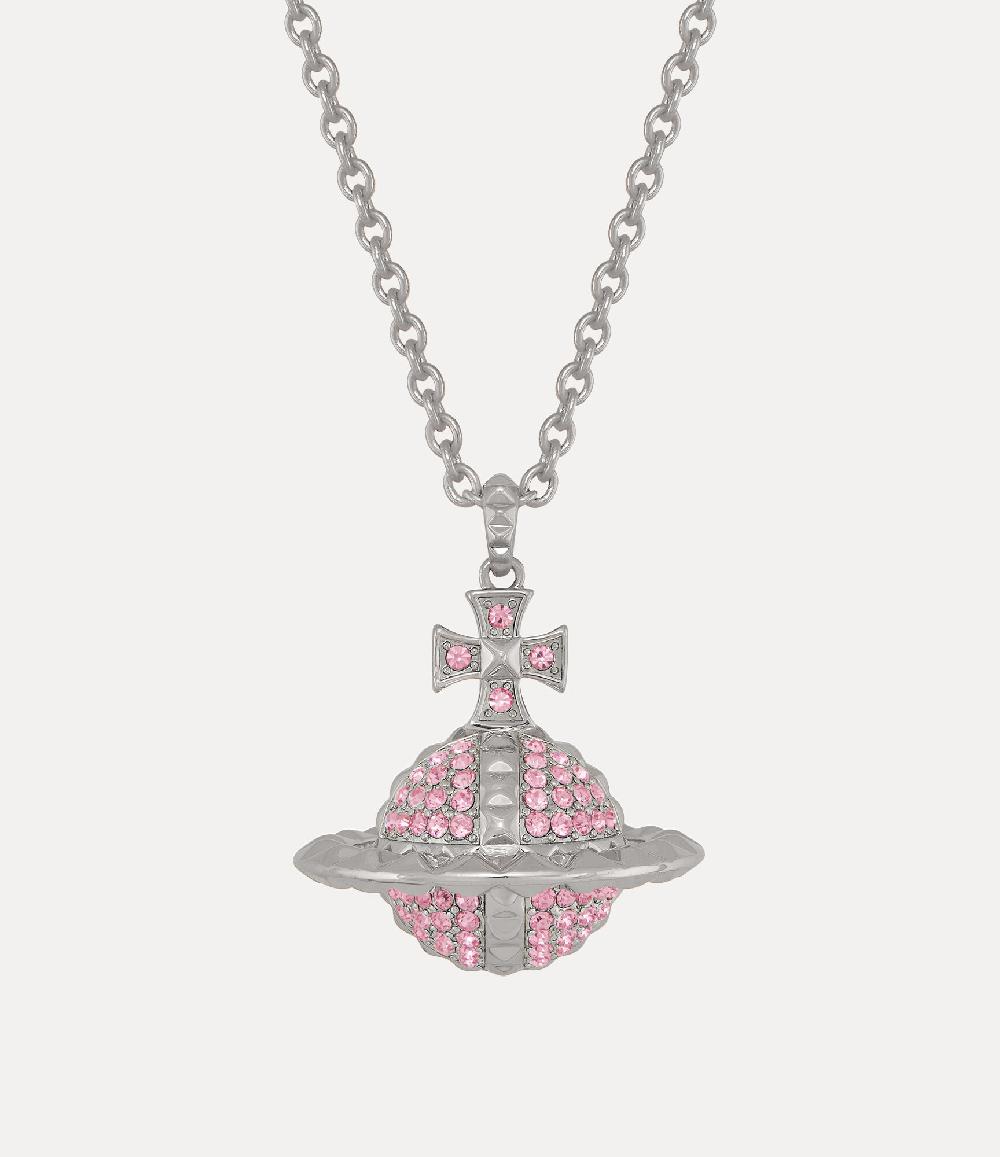 andreas kronthaler for vivienne westwood Mayfair Large Orb Pendant Necklace RHODIUM / LIGHT ROSE Crystal