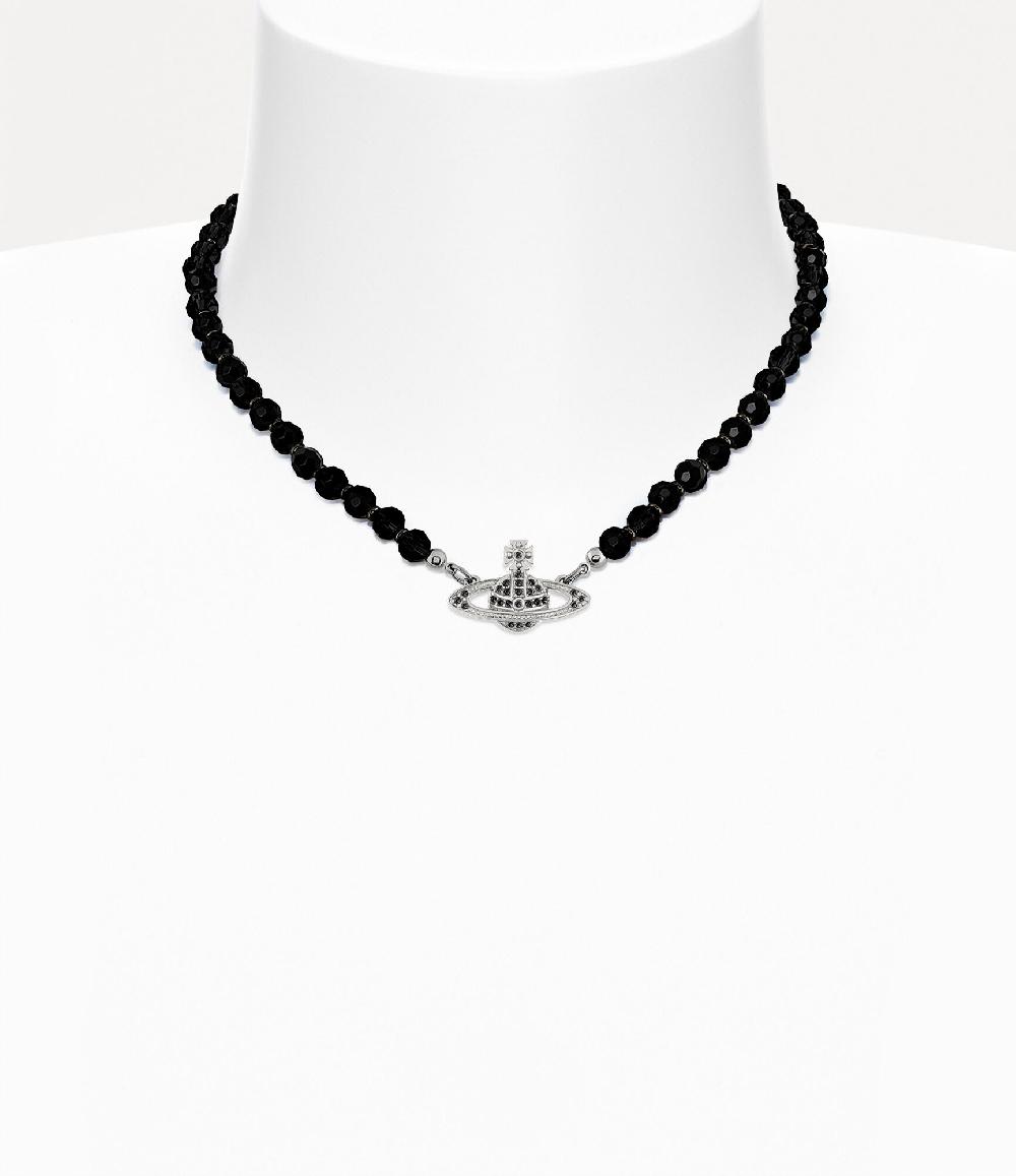 andreas kronthaler for vivienne westwood Messaline Choker platinum / ruthenium / black agate gemstone / jet