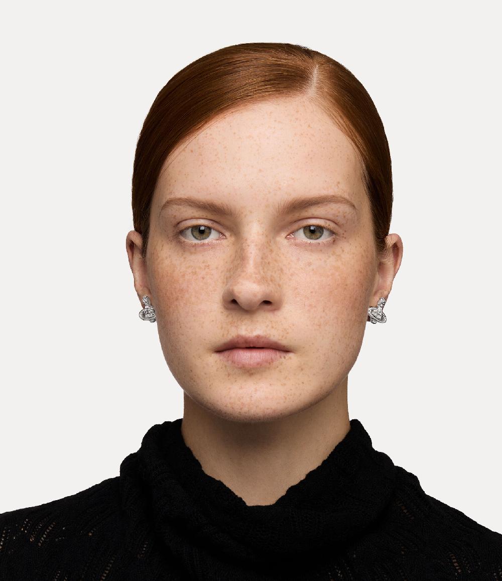 Andreas Kronthaler For Vivienne Westwood Mini Bas Relief Earrings PLATINUM / CRYSTAL Crystal