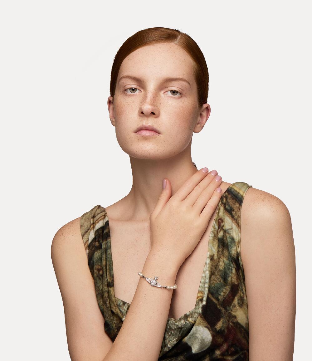 Andreas Kronthaler For Vivienne Westwood Mini Bas Relief Pearl Bracelet PLATINUM / CRYSTAL Crystal / PEARL Pearl
