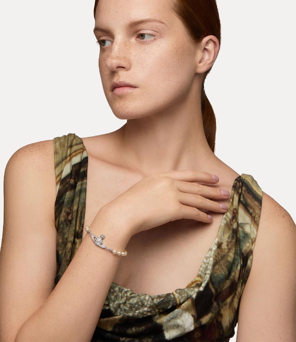 Andreas Kronthaler For Vivienne Westwood Mini Bas Relief Pearl Bracelet PLATINUM / CRYSTAL Crystal / PEARL Pearl