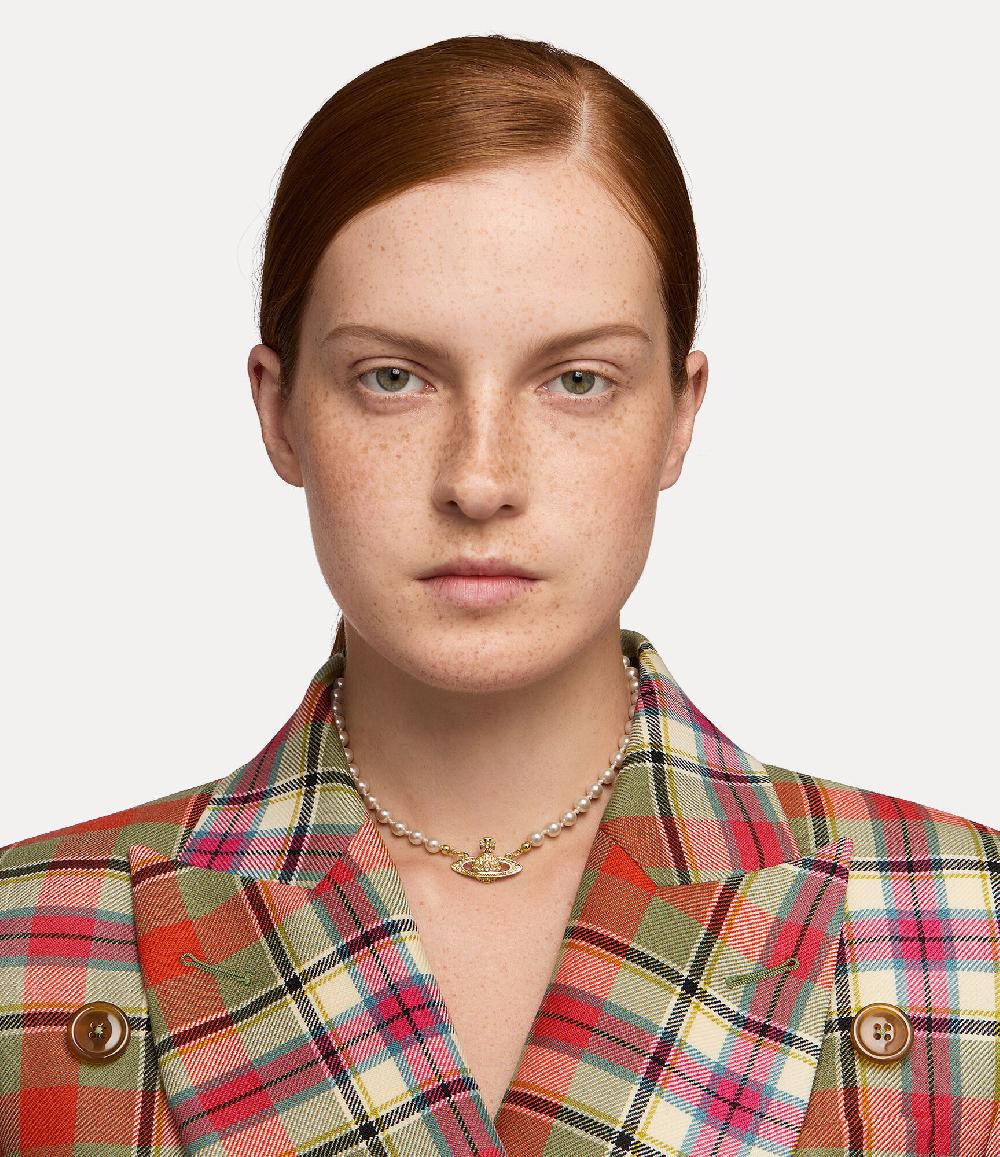 Andreas Kronthaler For Vivienne Westwood Mini Bas Relief Pearl Choker GOLD Light Colorado Topaz Pearl