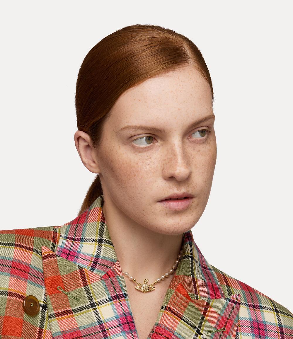 Andreas Kronthaler For Vivienne Westwood Mini Bas Relief Pearl Choker GOLD Light Colorado Topaz Pearl