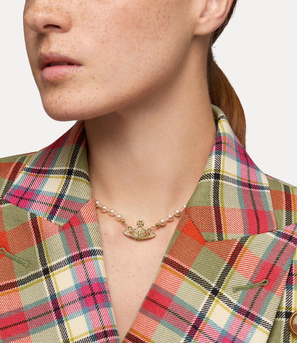 Andreas Kronthaler For Vivienne Westwood Mini Bas Relief Pearl Choker GOLD Light Colorado Topaz Pearl