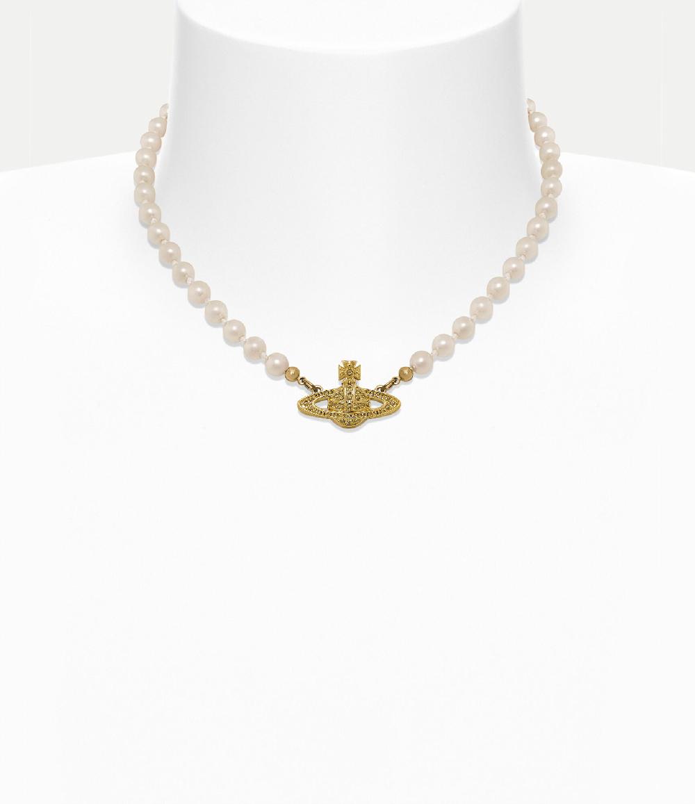 andreas kronthaler for vivienne westwood Mini Bas Relief Pearl Choker GOLD Light Colorado Topaz Pearl