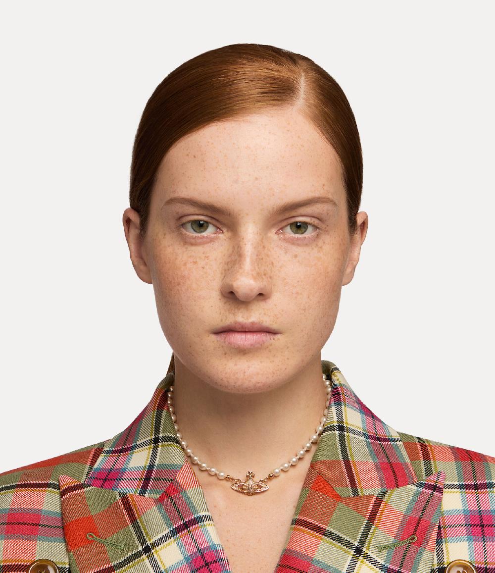 Andreas Kronthaler For Vivienne Westwood Mini Bas Relief Pearl Choker PINK GOLD Silk Pearl