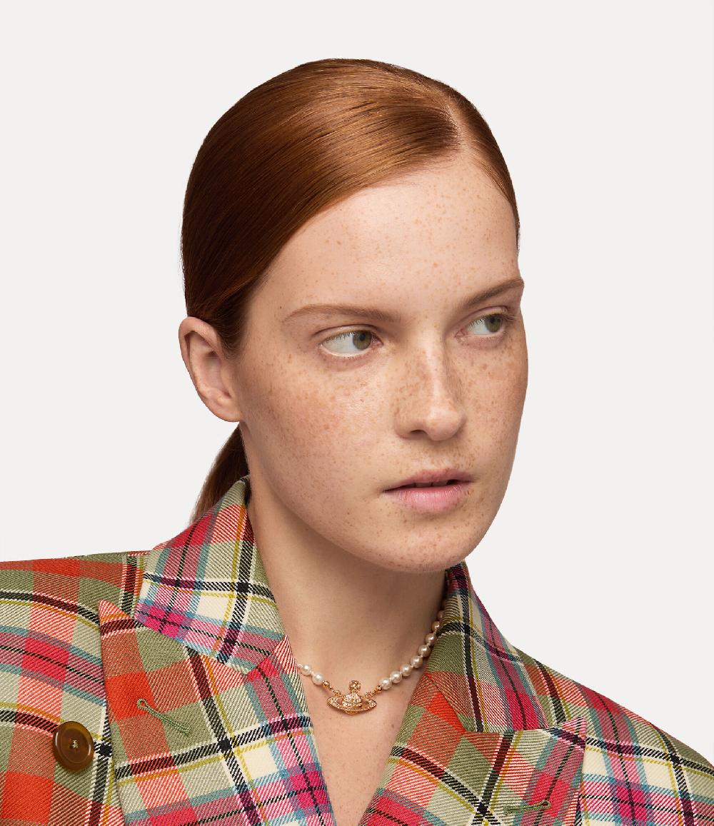 Andreas Kronthaler For Vivienne Westwood Mini Bas Relief Pearl Choker PINK GOLD Silk Pearl