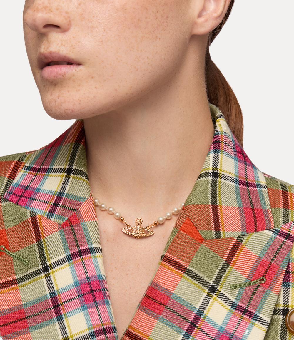 Andreas Kronthaler For Vivienne Westwood Mini Bas Relief Pearl Choker PINK GOLD Silk Pearl