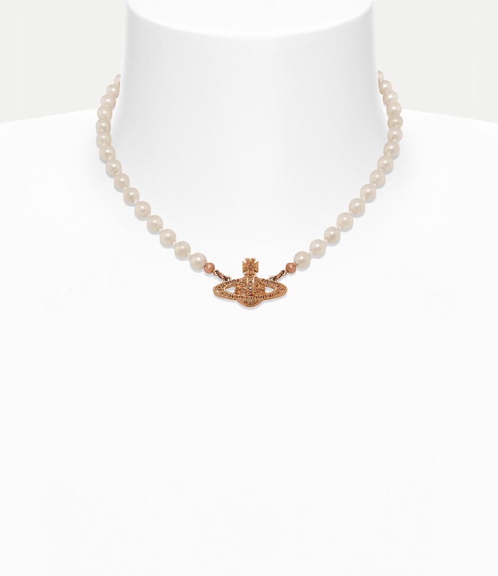 andreas kronthaler for vivienne westwood Mini Bas Relief Pearl Choker PINK GOLD Silk Pearl