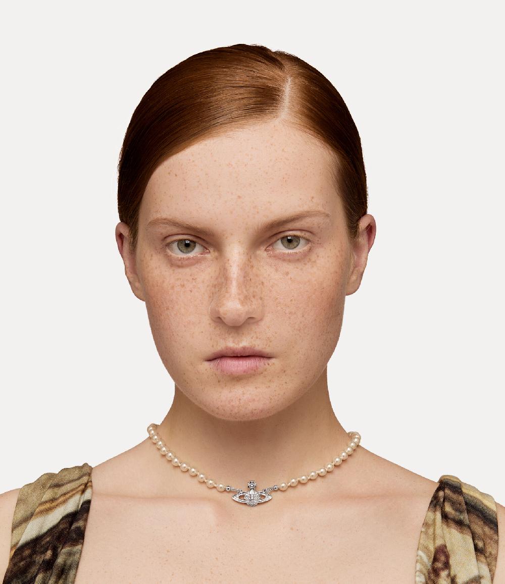 Andreas Kronthaler For Vivienne Westwood Mini Bas Relief Pearl Choker Platinum / Crystal / Pearl