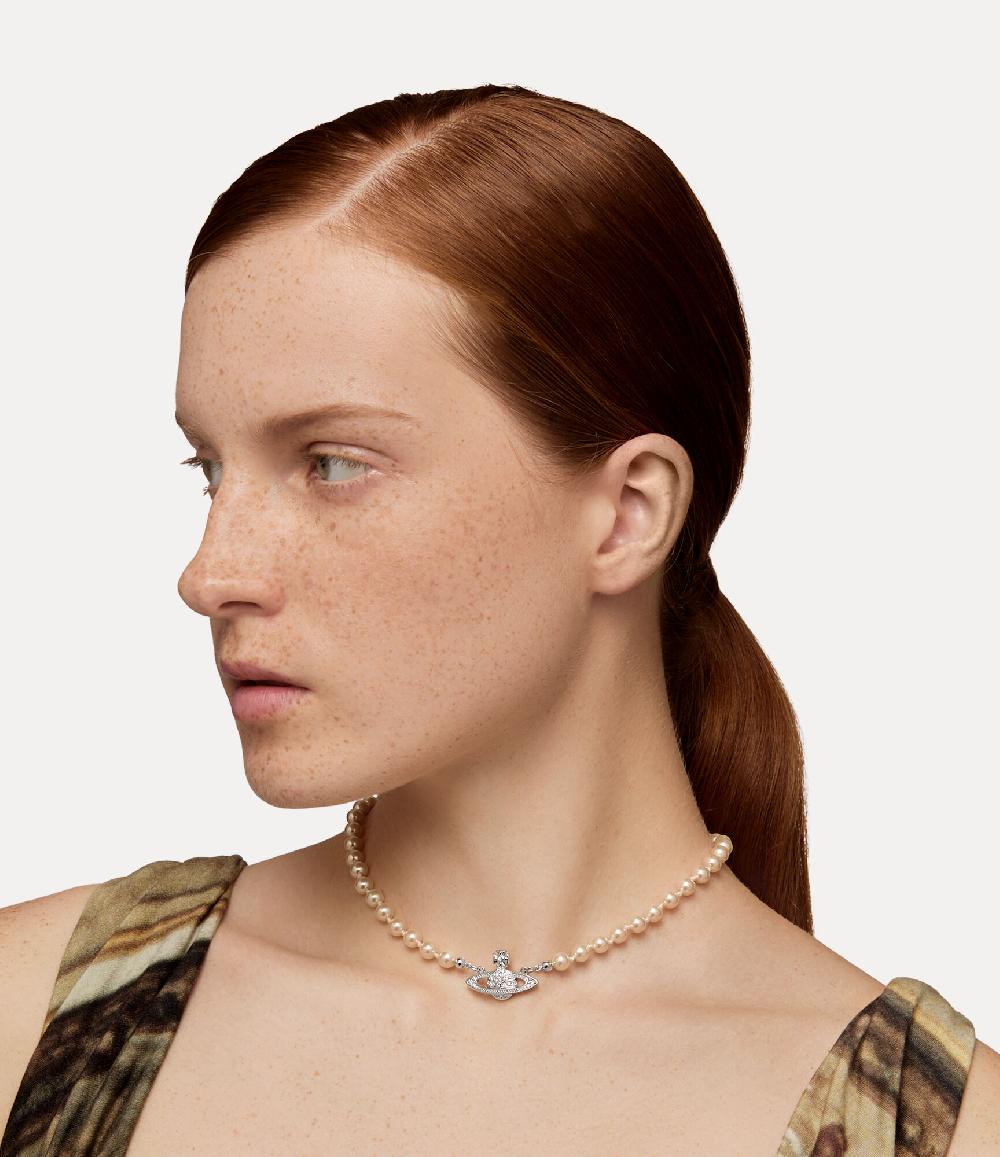 Andreas Kronthaler For Vivienne Westwood Mini Bas Relief Pearl Choker Platinum / Crystal / Pearl