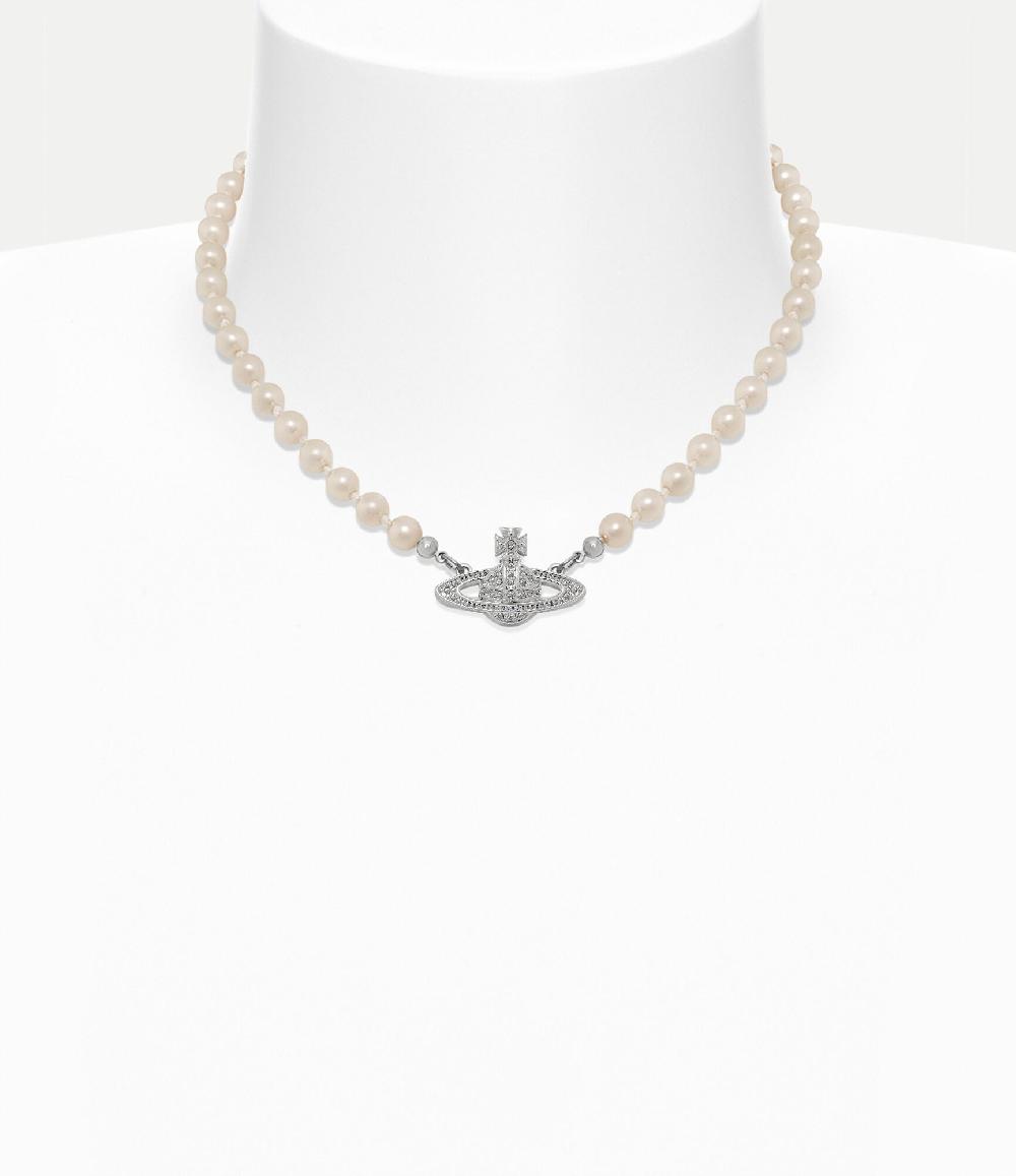 andreas kronthaler for vivienne westwood Mini Bas Relief Pearl Choker platinum / crystal / pearl