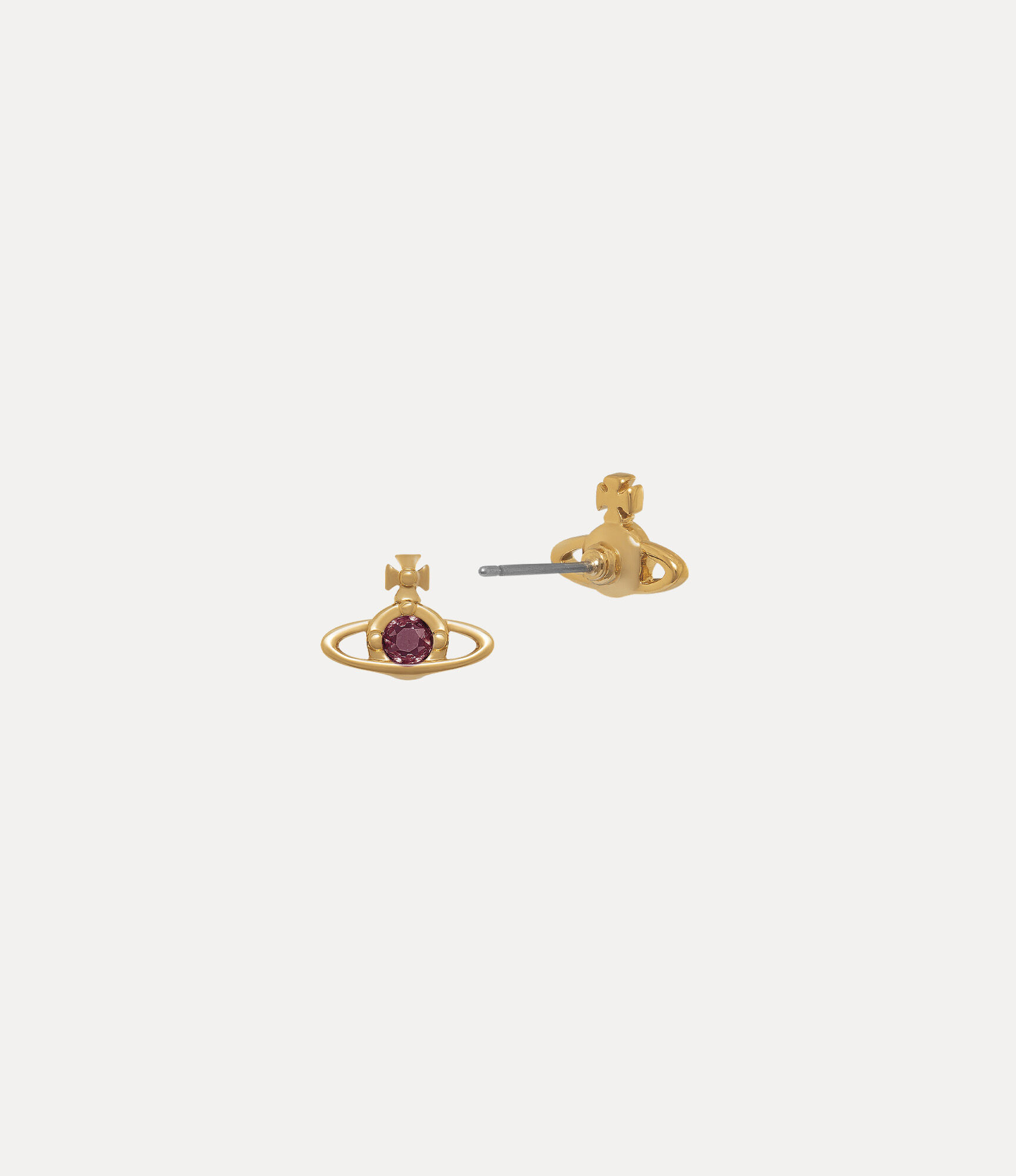 Andreas Kronthaler For Vivienne Westwood Nano Solitaire Earrings GOLD / PURPLE Crystal