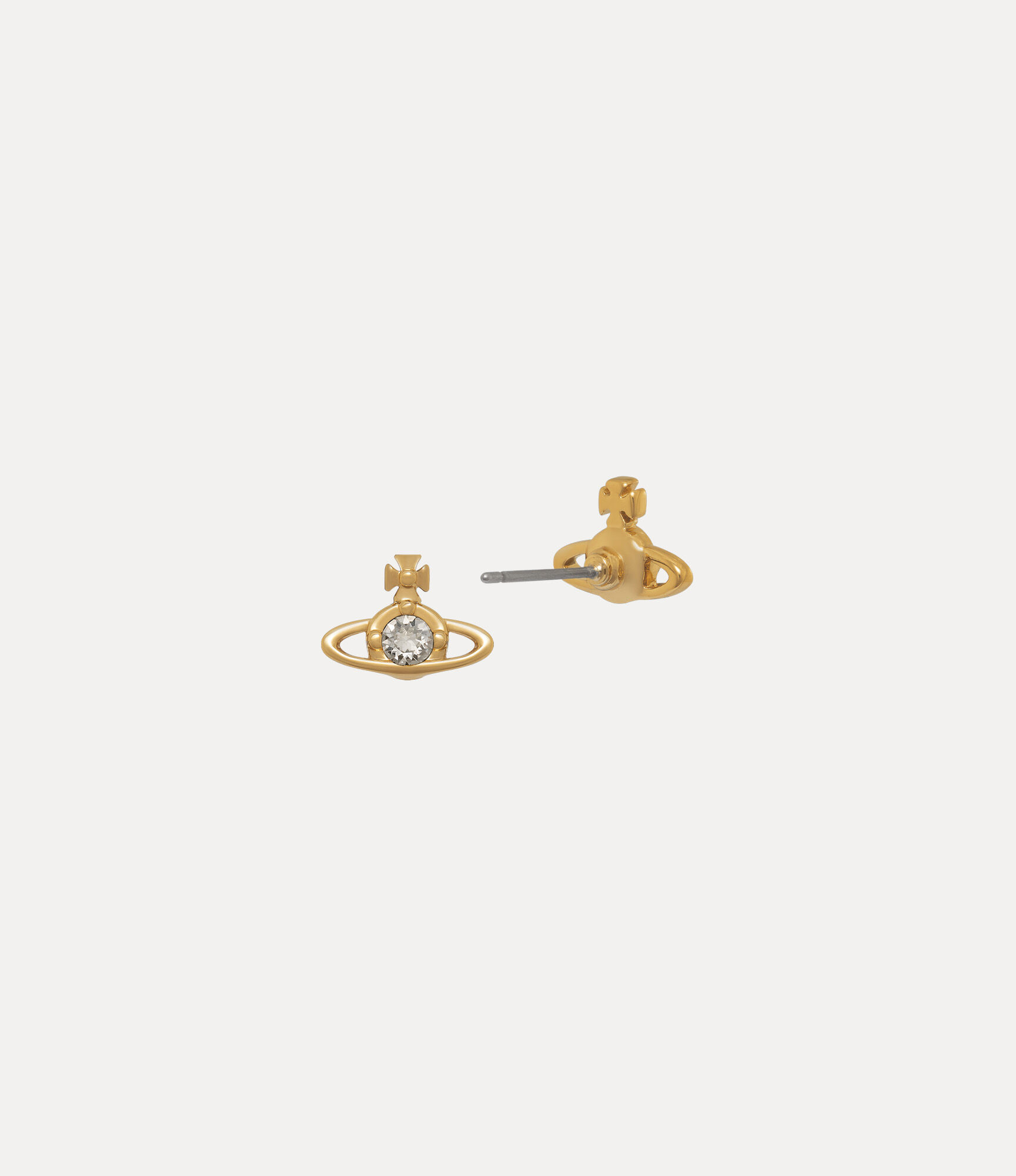 Andreas Kronthaler For Vivienne Westwood Nano Solitaire Earrings GOLD / SILVER SHADE Crystal