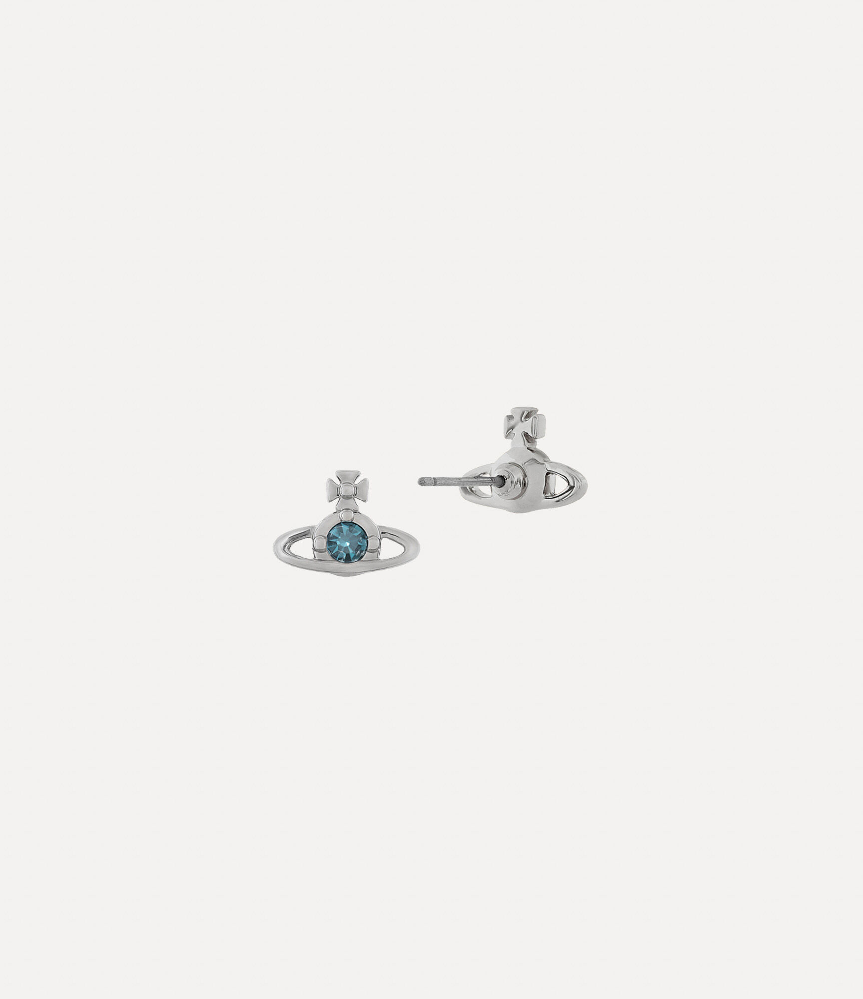 Andreas Kronthaler For Vivienne Westwood Nano Solitaire Earrings PLATINUM / SMOKED SAPPHIRE Crystal