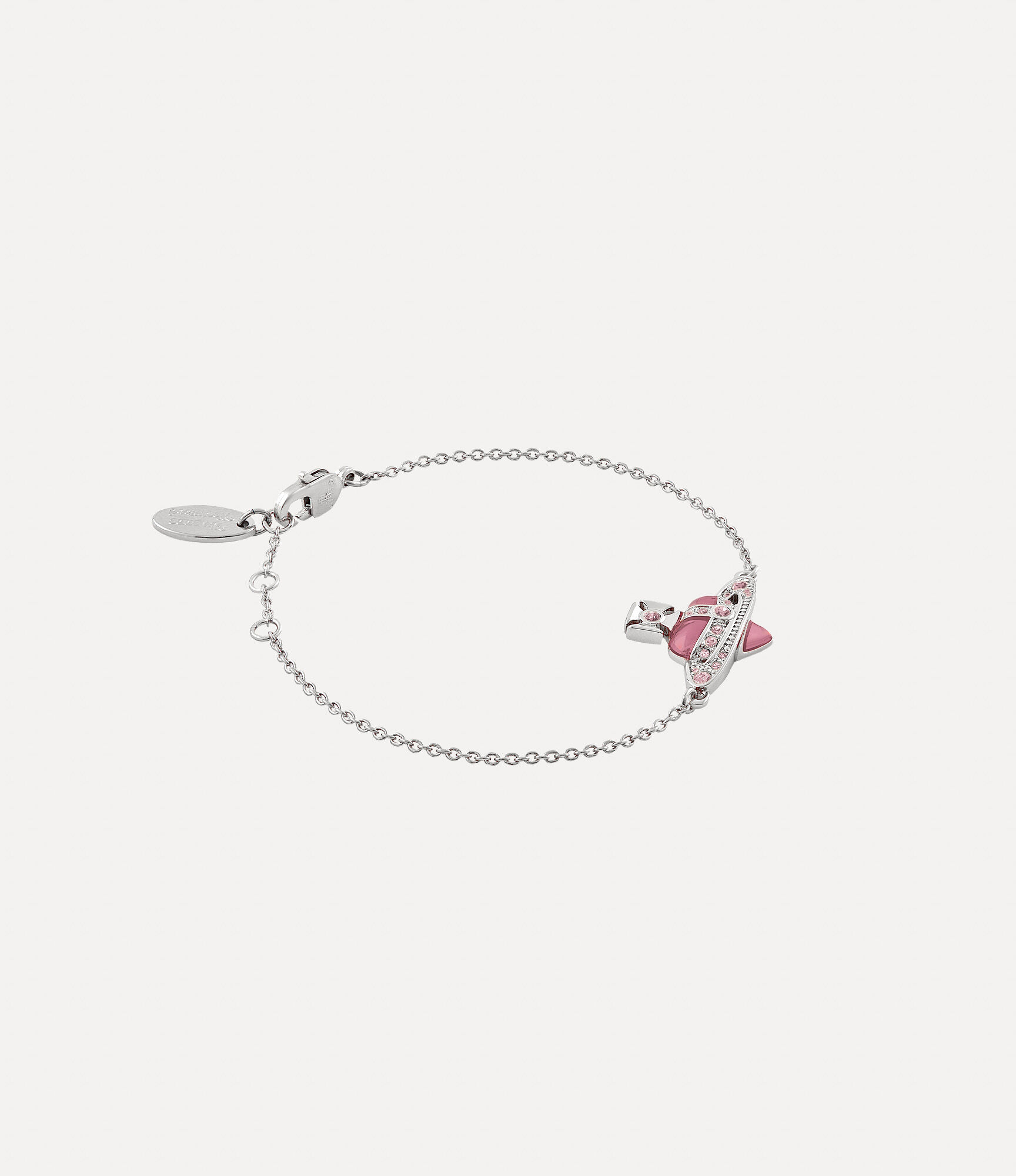 Andreas Kronthaler For Vivienne Westwood New Diamante Heart Bracelet PLATINUM/VINTAGE ROSE Crystal/LIGHT ROSE Enamel