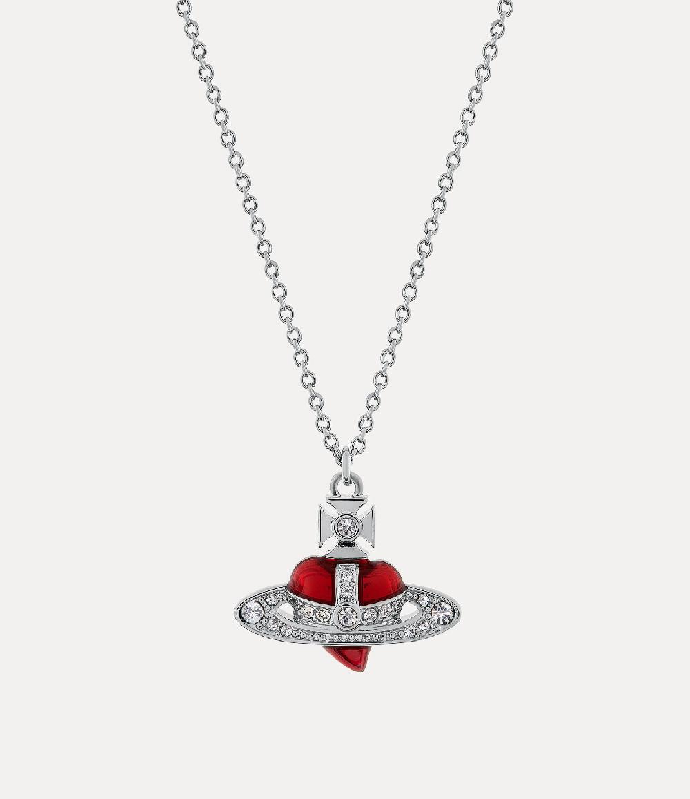andreas kronthaler for vivienne westwood New Diamante Heart Pendant Necklace platinum / crystal / indian pink enamel