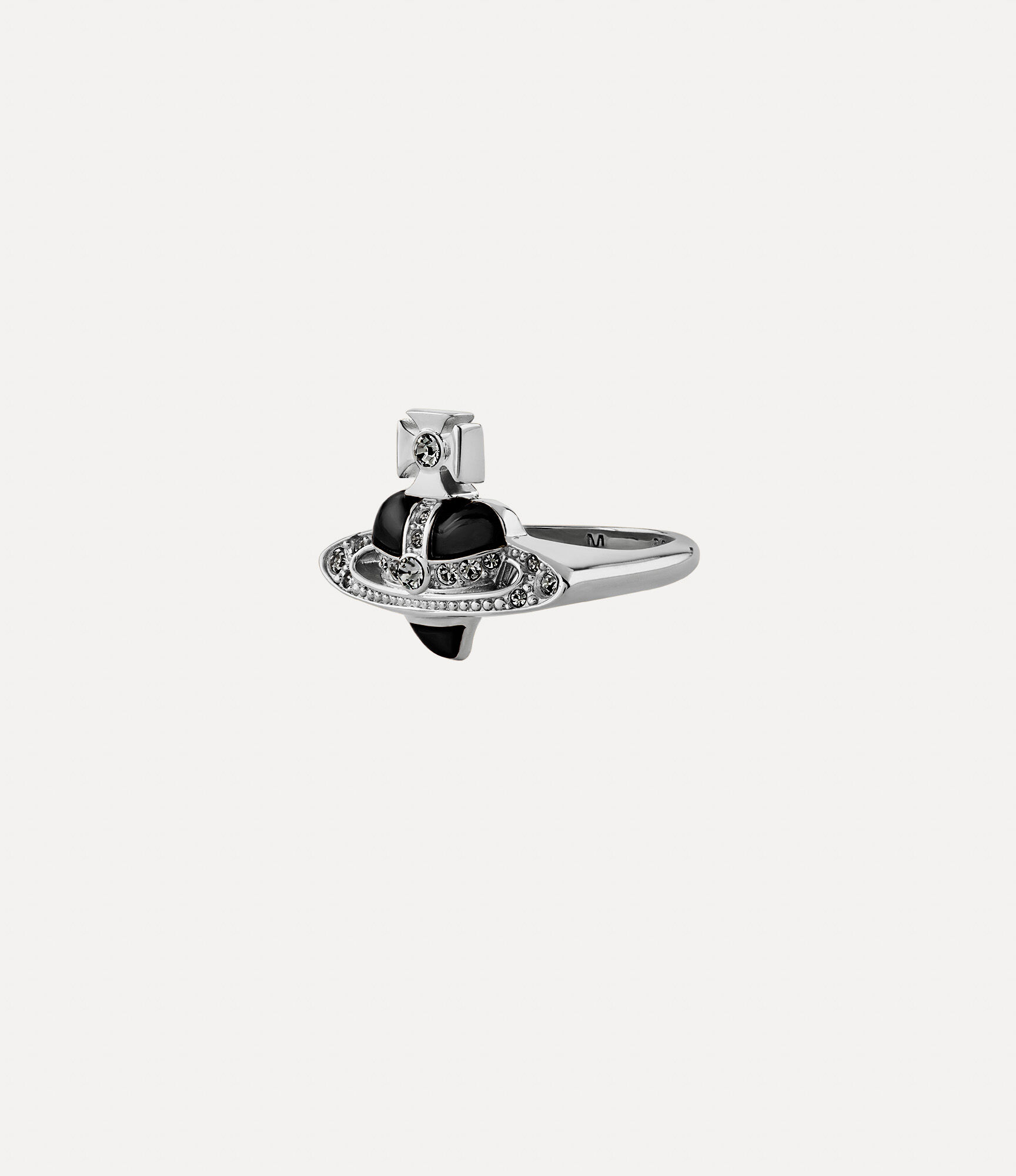 Andreas Kronthaler For Vivienne Westwood New Diamante Heart Ring PLATINUM / BLACK DIAMOND Crystal / BLACK